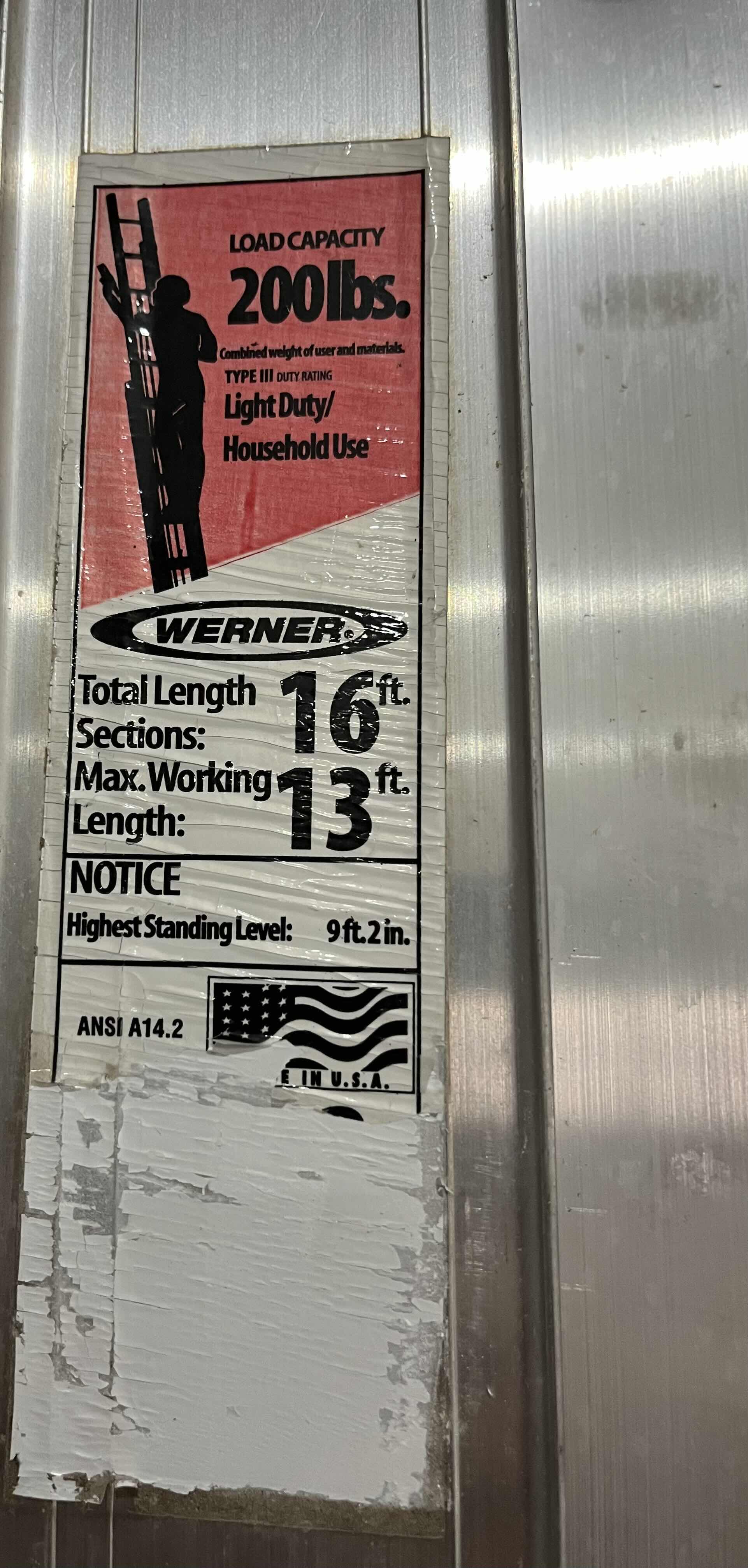 Photo 1 of WERNER 16’ EXTENSION LADDER