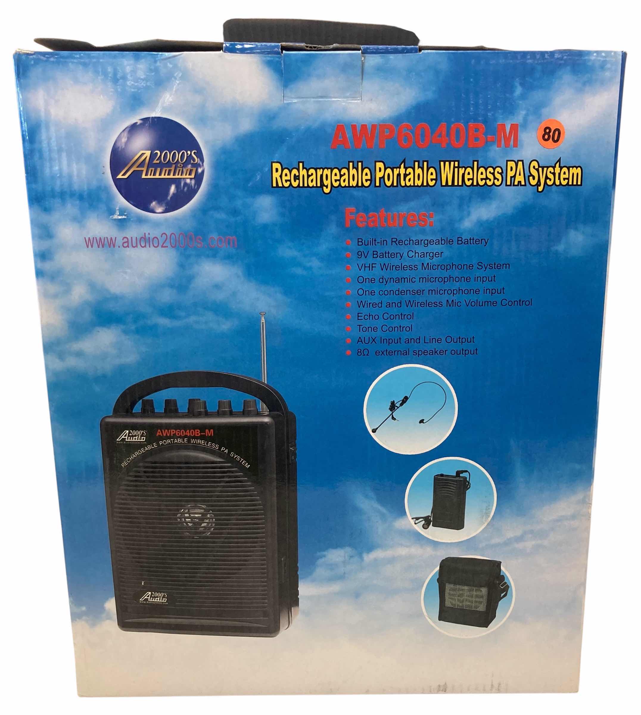 Photo 1 of AUDIO 2000’S RECHARGEABLE PORTABLE WIRELESS PA SYSTEM MODEL AWP6040B-M