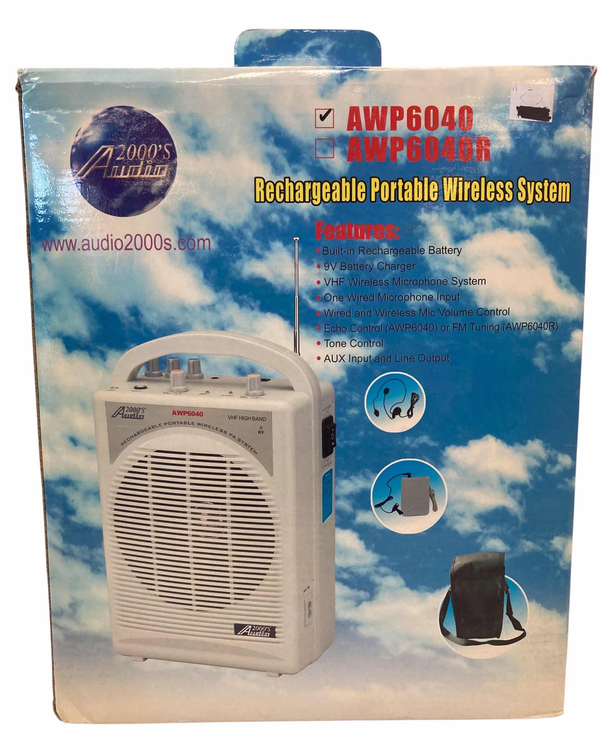 Photo 1 of AUDIO 2000’S RECHARGEABLE PORTABLE WIRELESS SYSTEM MODEL AWP6040