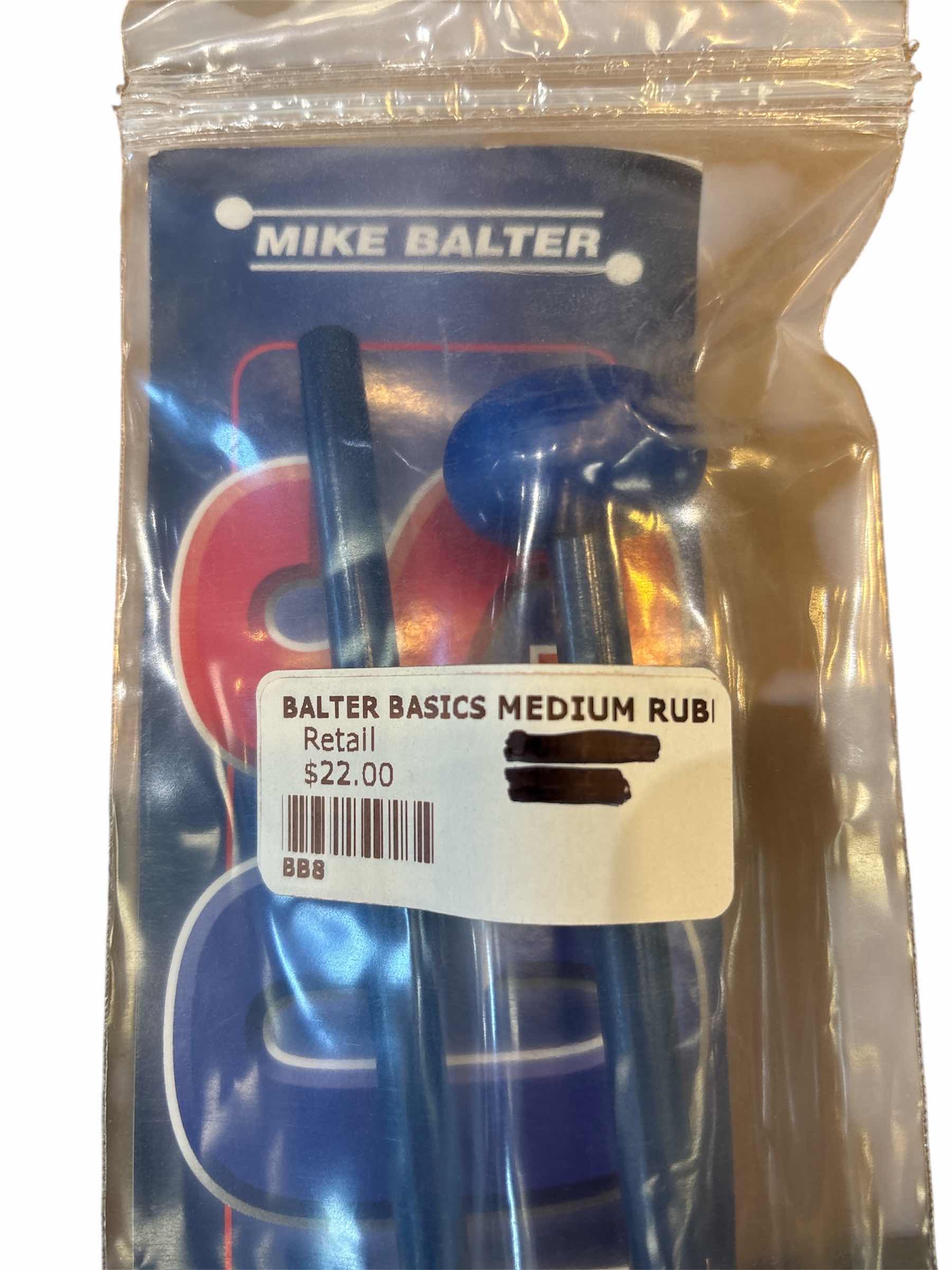 Photo 1 of MIKE BALTER BASICS MALLETS, MEDIUM BLUE RUBBER W BLUE BIRCH HANDLES (BB8)