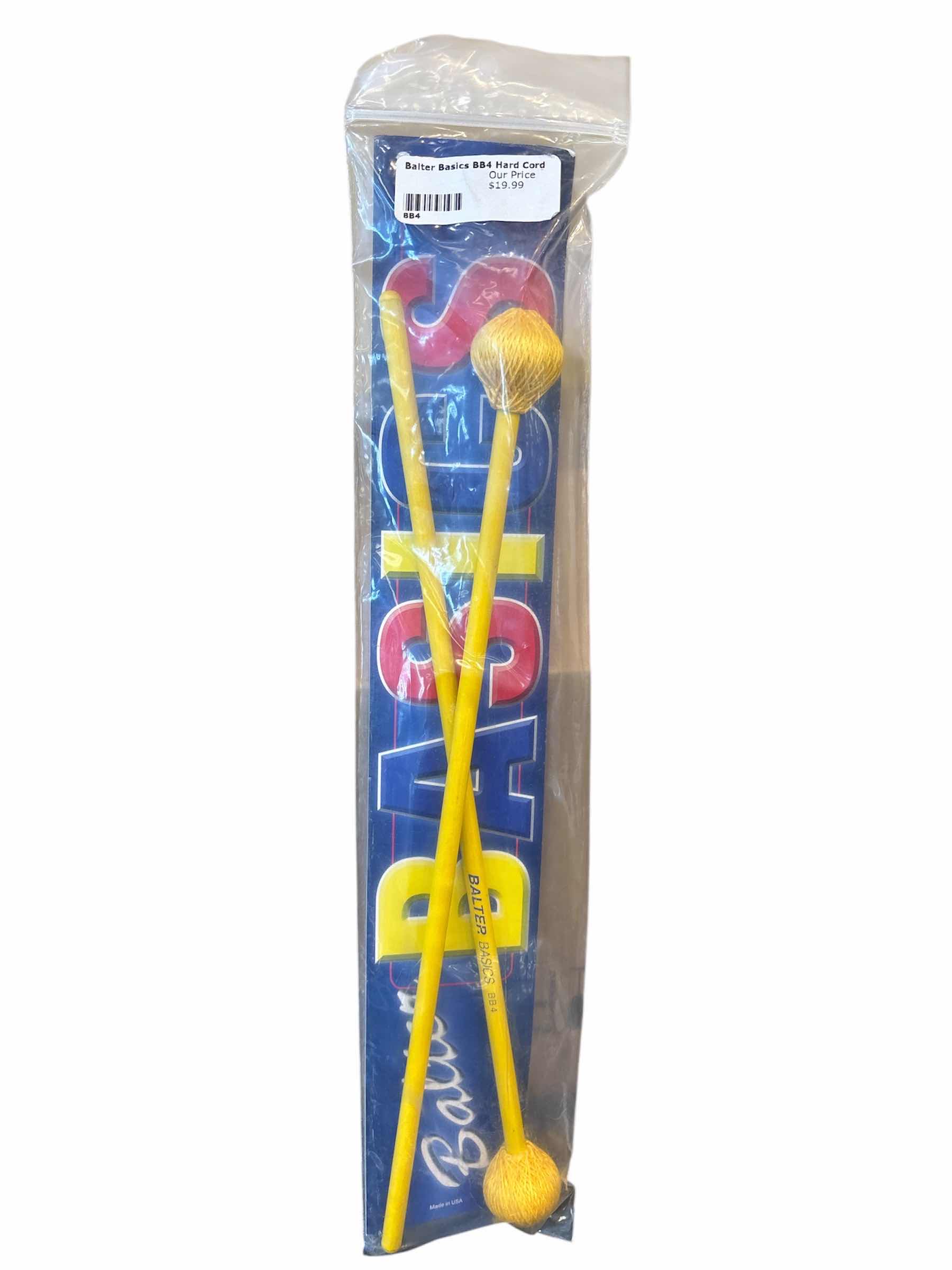 Photo 1 of NEW MIKE BALTER BASICS MALLETS, HARD YELLOW CORD W YELLOW BIRCH HANDLES (BB4)