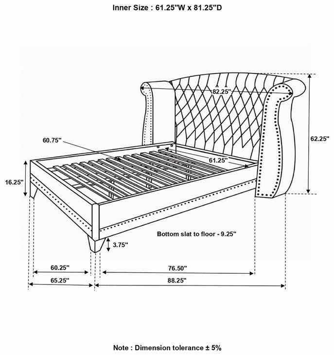 Photo 1 of COASTER BARZINI BLACK UPHOLSTERED OUEEN PLATFORM BED W CORSICANA QUEEN MATTRESS & BOX SPRING (READ NOTES)