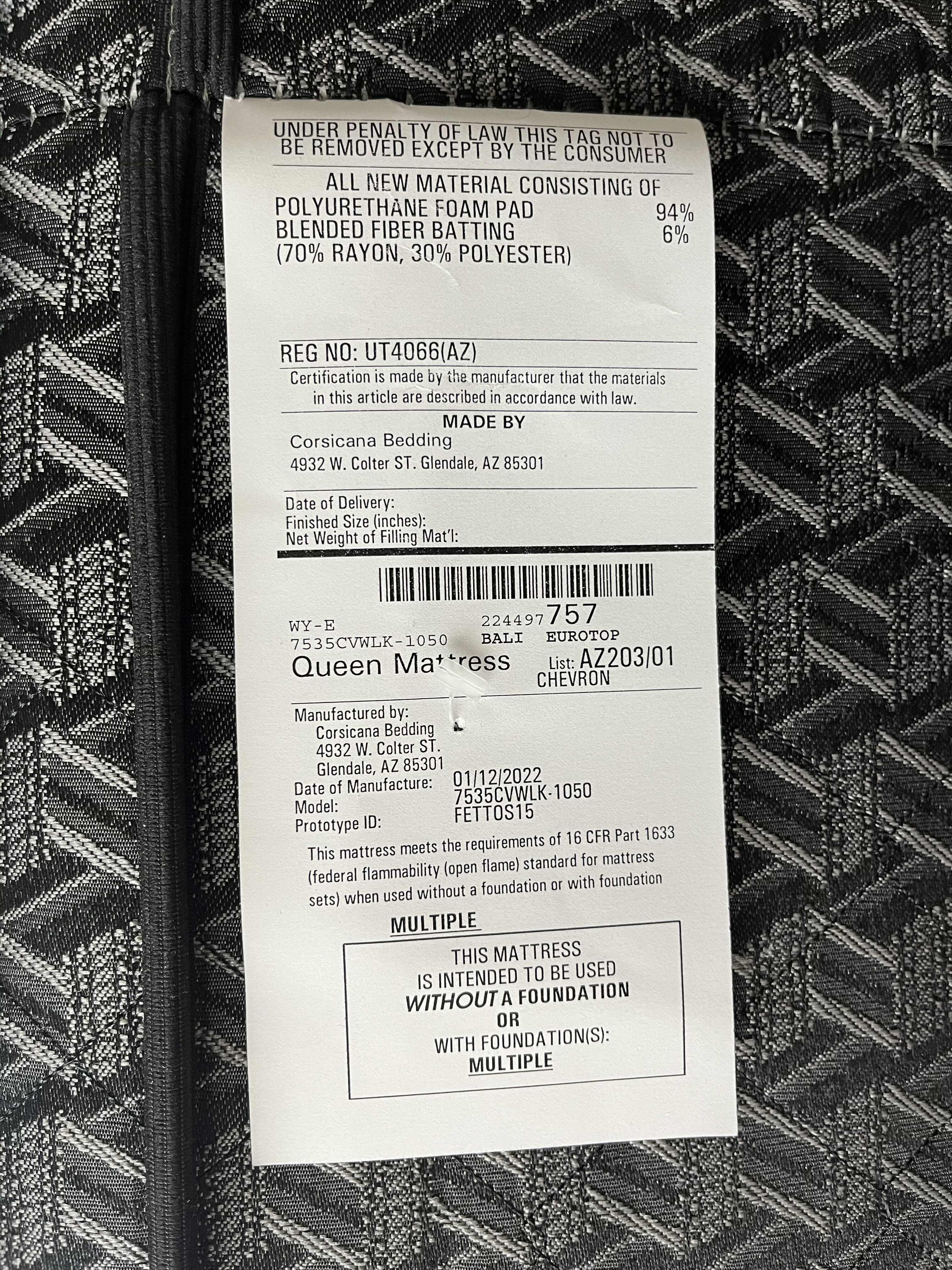 Photo 1 of COASTER BARZINI BLACK UPHOLSTERED OUEEN PLATFORM BED W CORSICANA QUEEN MATTRESS & BOX SPRING (READ NOTES)