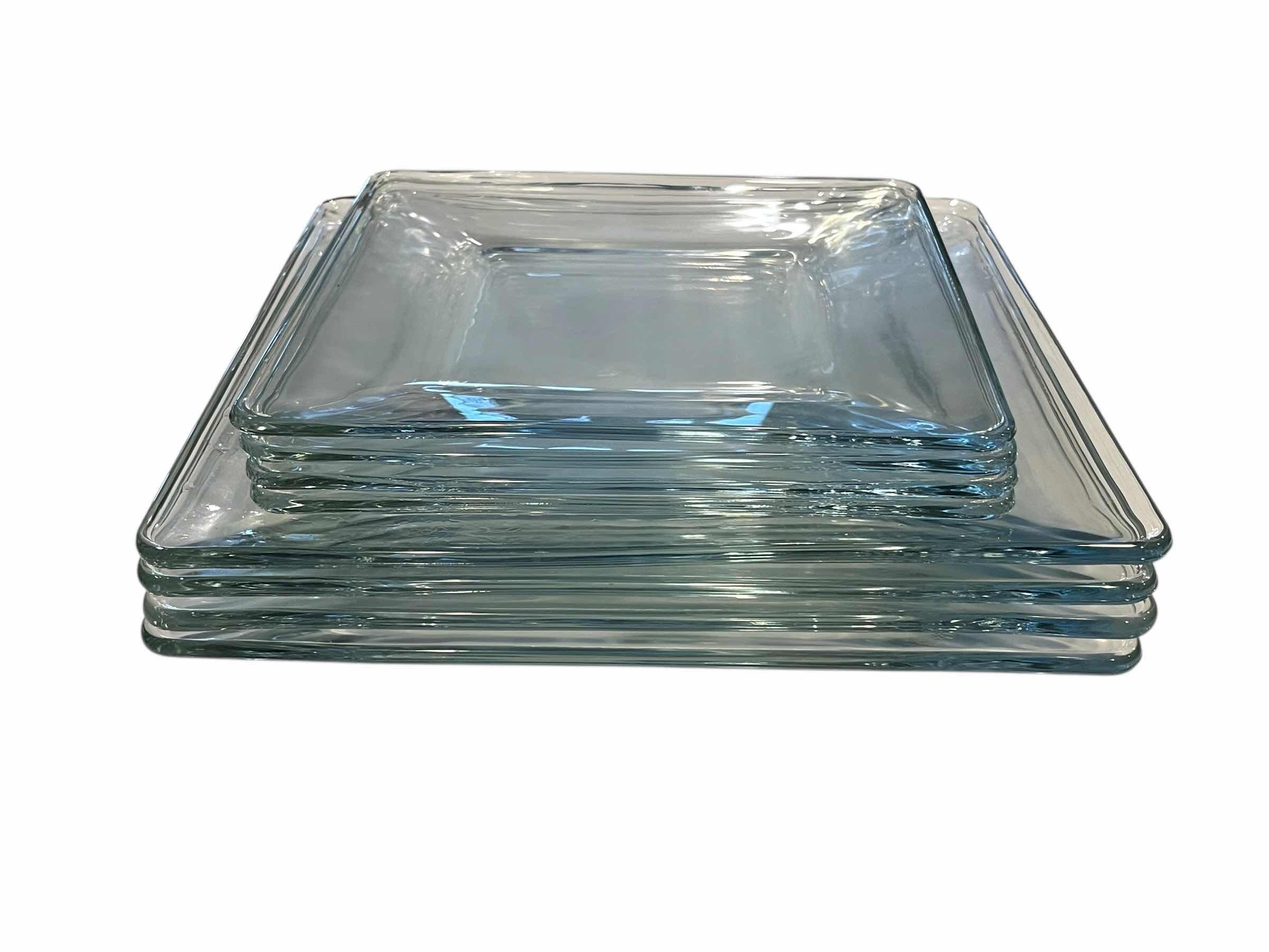 Photo 1 of CLEAR GLASS SQUARE 8PC APPETIZER & DINNER PLATE SET
