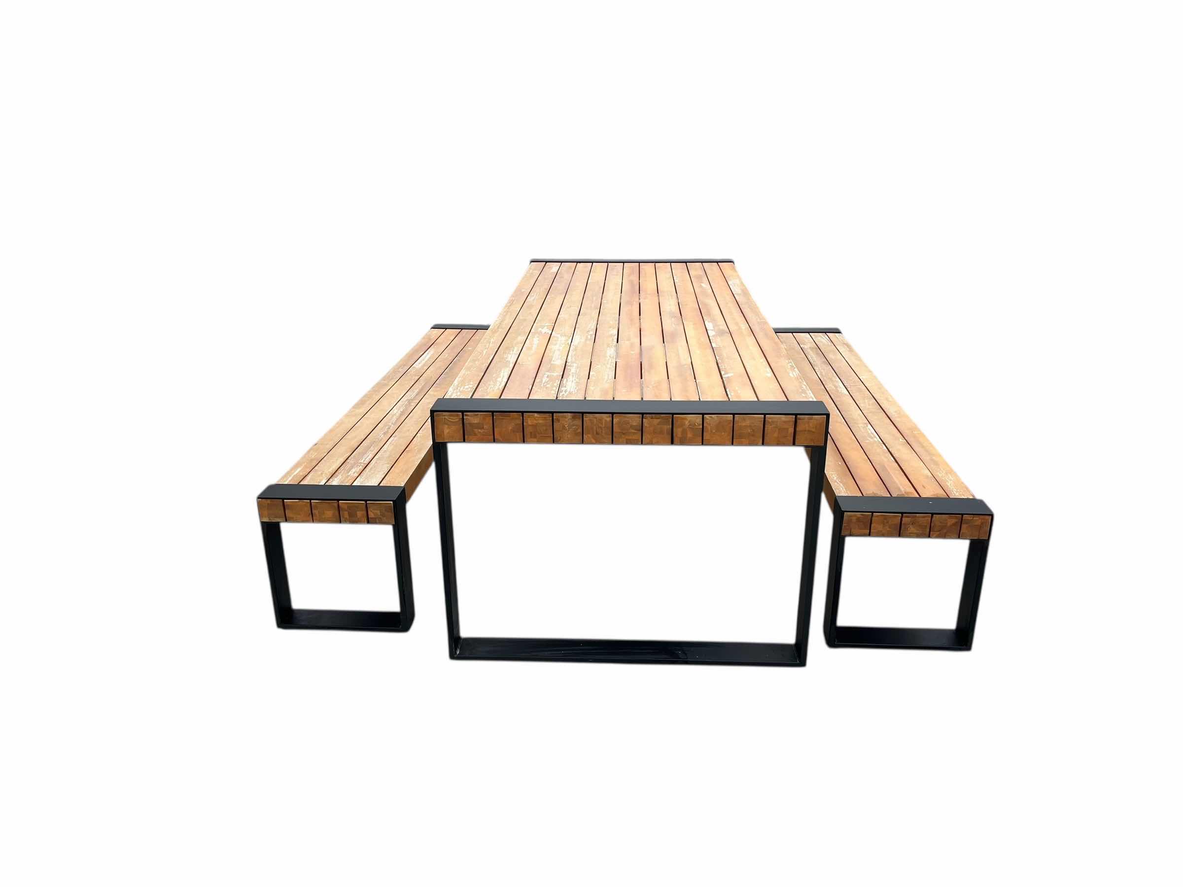 Photo 1 of ARTICLE LUBEK TUSCAN WOOD OUTDOOR PATIO TABLE & BENCH SET (READ NOTES)
