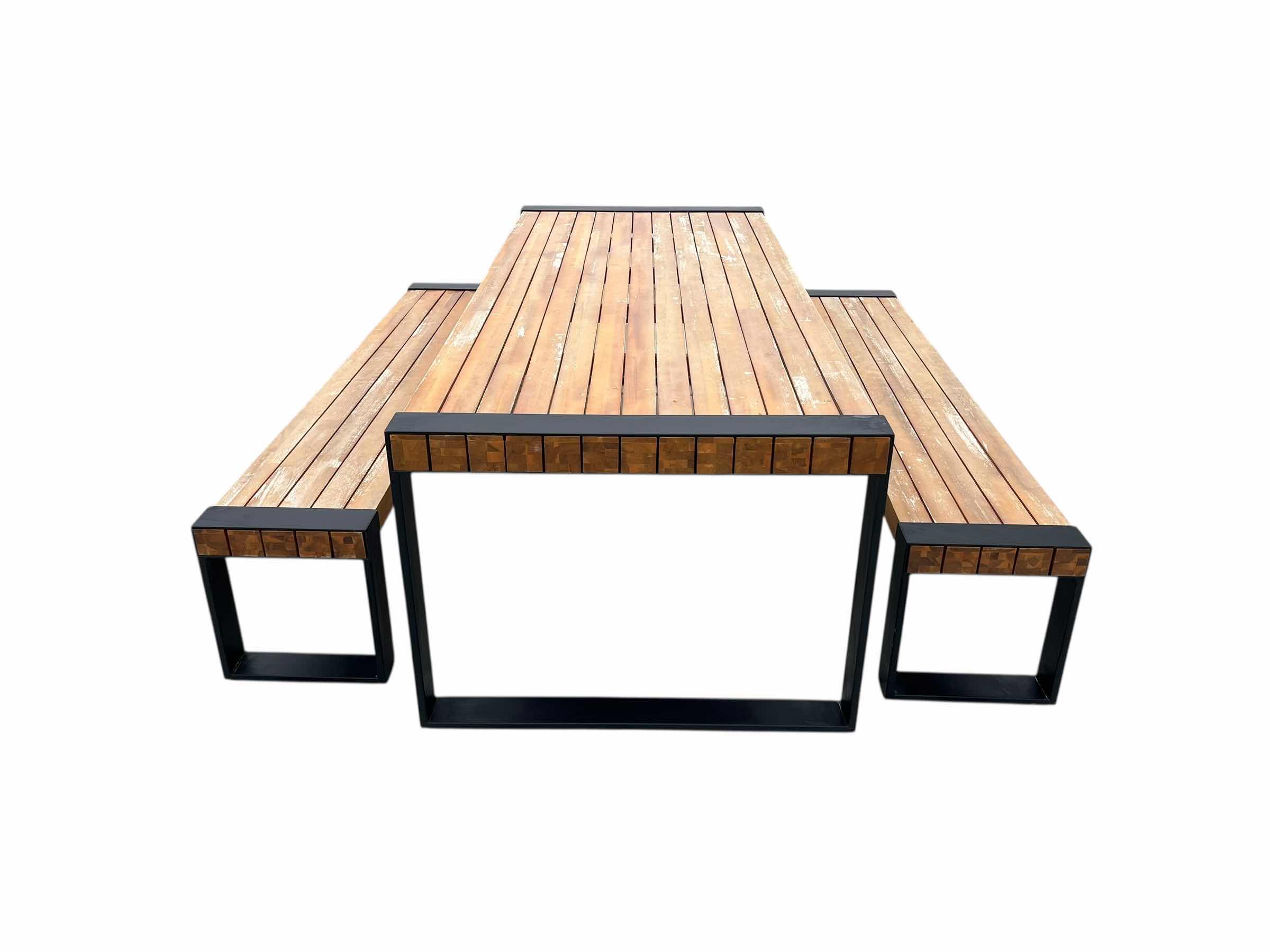 Photo 1 of ARTICLE LUBEK TUSCAN WOOD OUTDOOR PATIO TABLE & BENCH SET (READ NOTES)