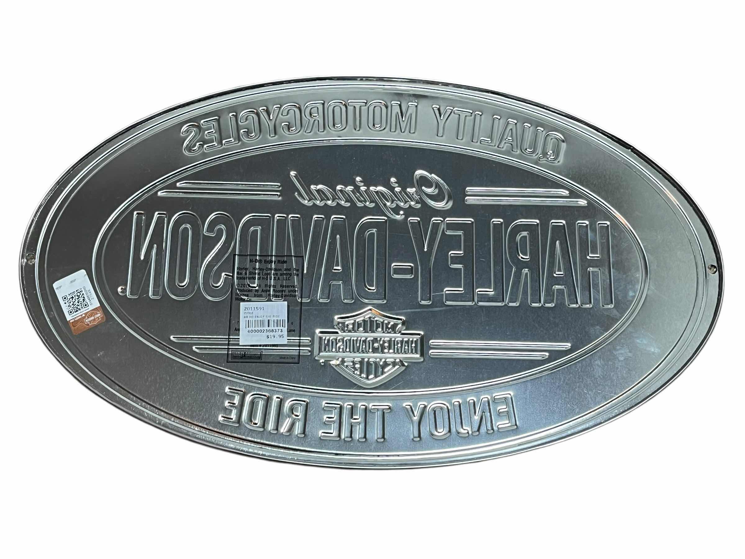 Photo 1 of HARLEY DAVIDSON QUALITY MOTORCYCLES ENJOY THE RIDE TIN SIGN 18” X 10”