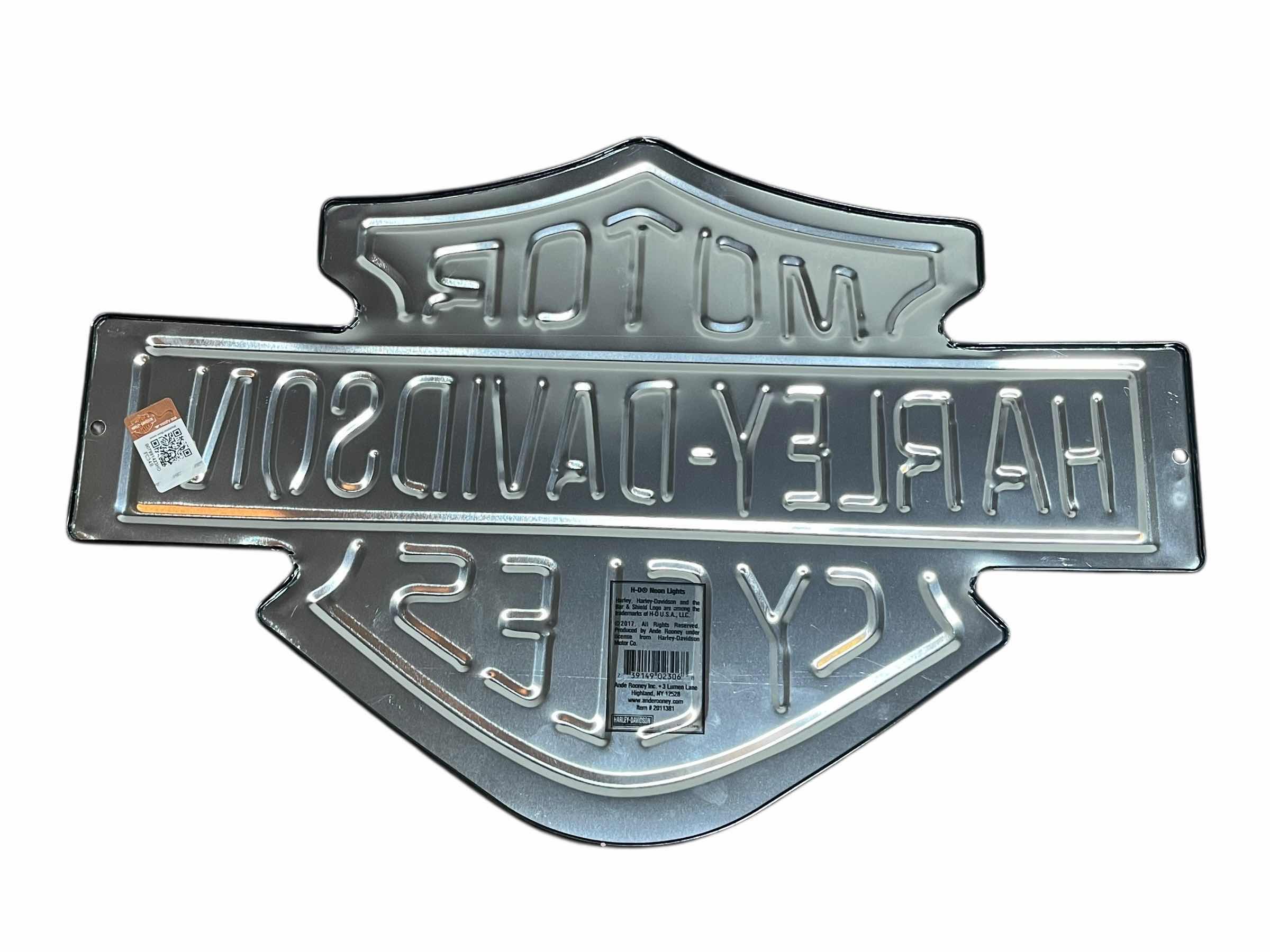 Photo 1 of HARLEY DAVIDSON MOTORCYCLES NEON LIGHTS TIN SIGN 19” X 12.5”