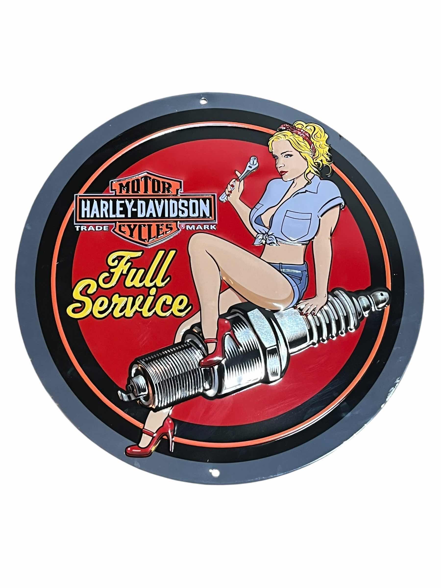 Photo 1 of HARLEY DAVIDSON MOTORCYCLES FULL SERVICE TIN SIGN 14”