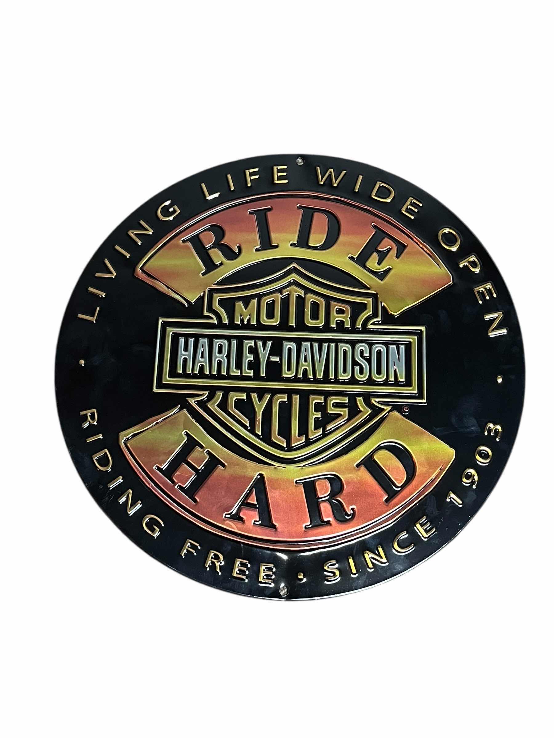Photo 1 of HARLEY DAVIDSON LIVING LIFE WIDE OPEN RIDE HARD TIN SIGN 14”