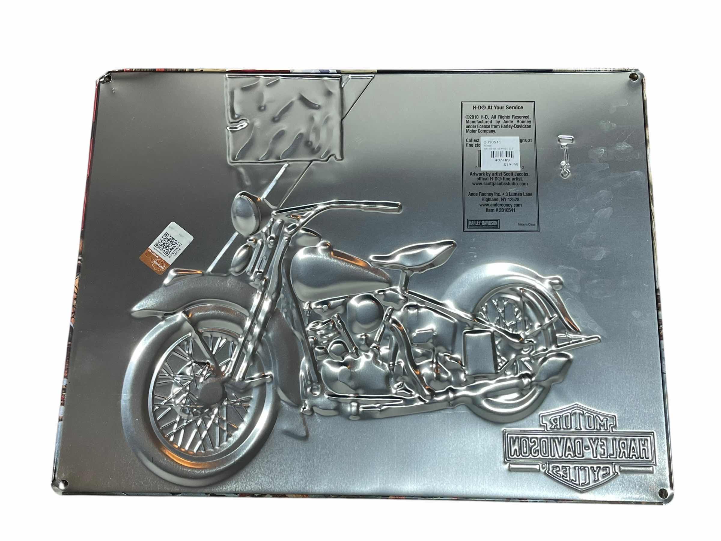 Photo 1 of HARLEY DAVIDSON AT YOUR SERVICE TIN SIGN 17” X 13”