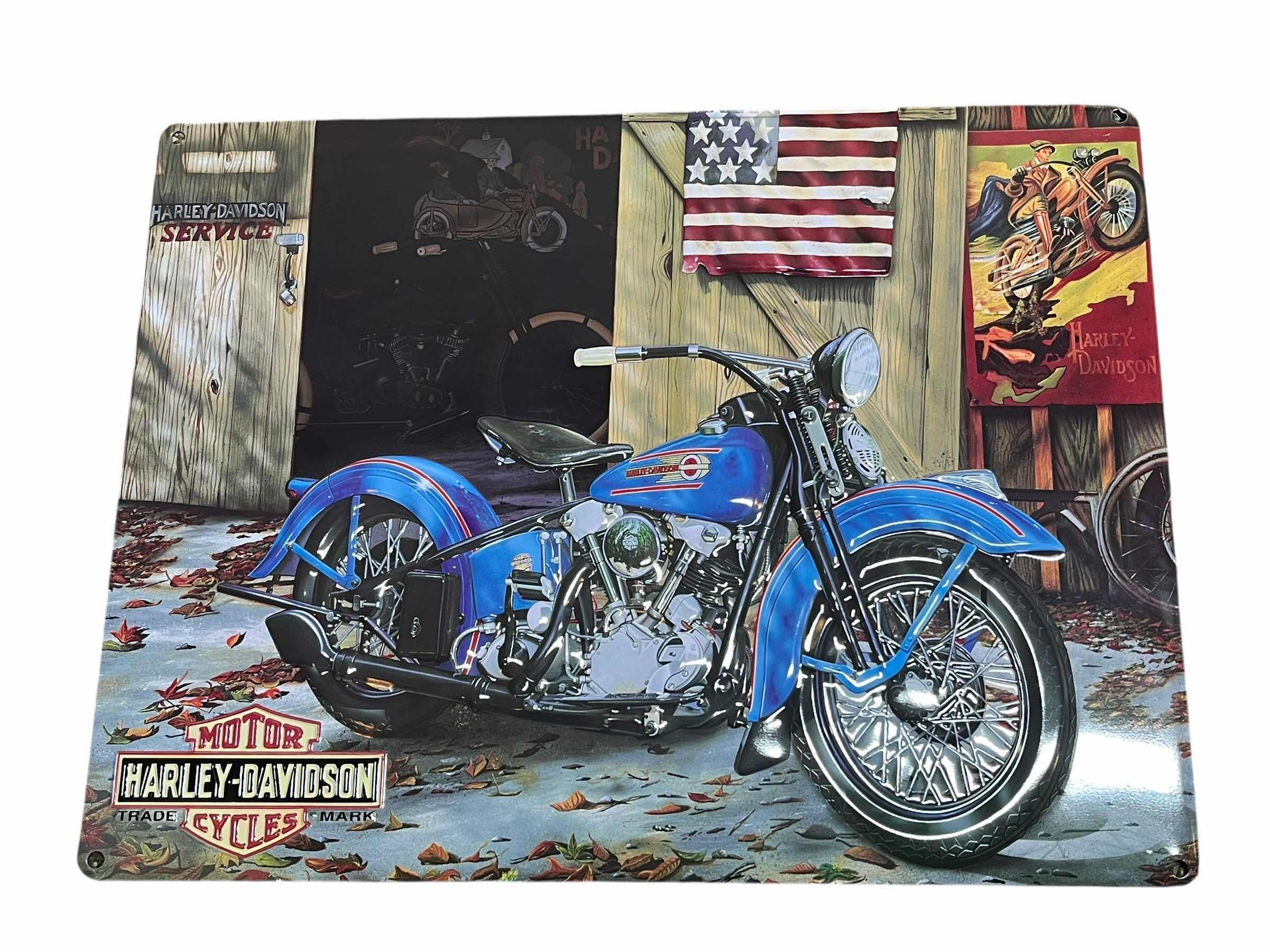 Photo 1 of HARLEY DAVIDSON AT YOUR SERVICE TIN SIGN 17” X 13”
