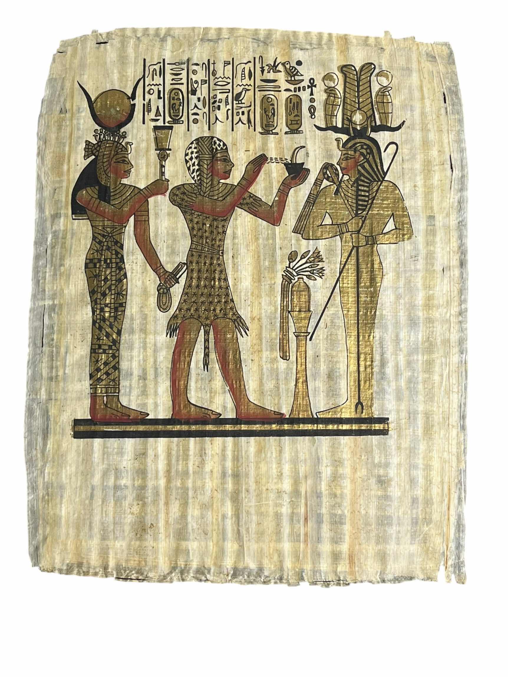 Photo 1 of KING SETI I BEFORE GOD LUNMUTEF AND GODDESS ISIS FRAMED PAPYRUS ARTWORK W COA 21.5” X 17.5”
