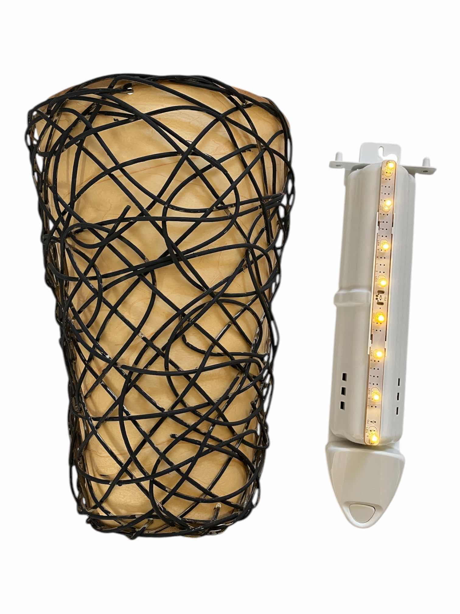 Photo 1 of EXCITING LIGHTING WICKER DESIGN HANGING SCONCE COVERS W LED BACKLIGHT (2)