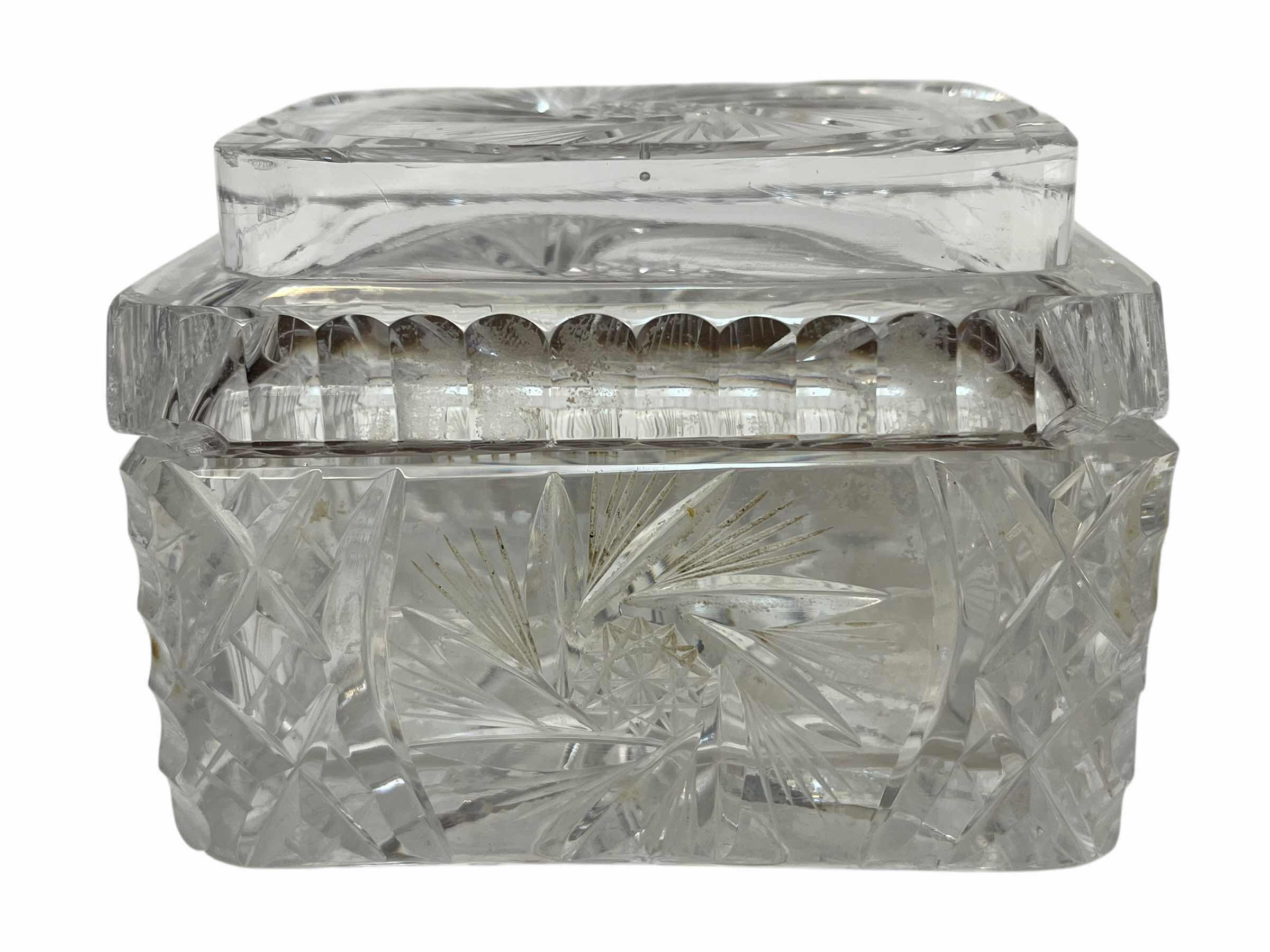 Photo 1 of CRYSTAL CIGARETTE BOX W LID 4.5” X 3.5” H2.75”