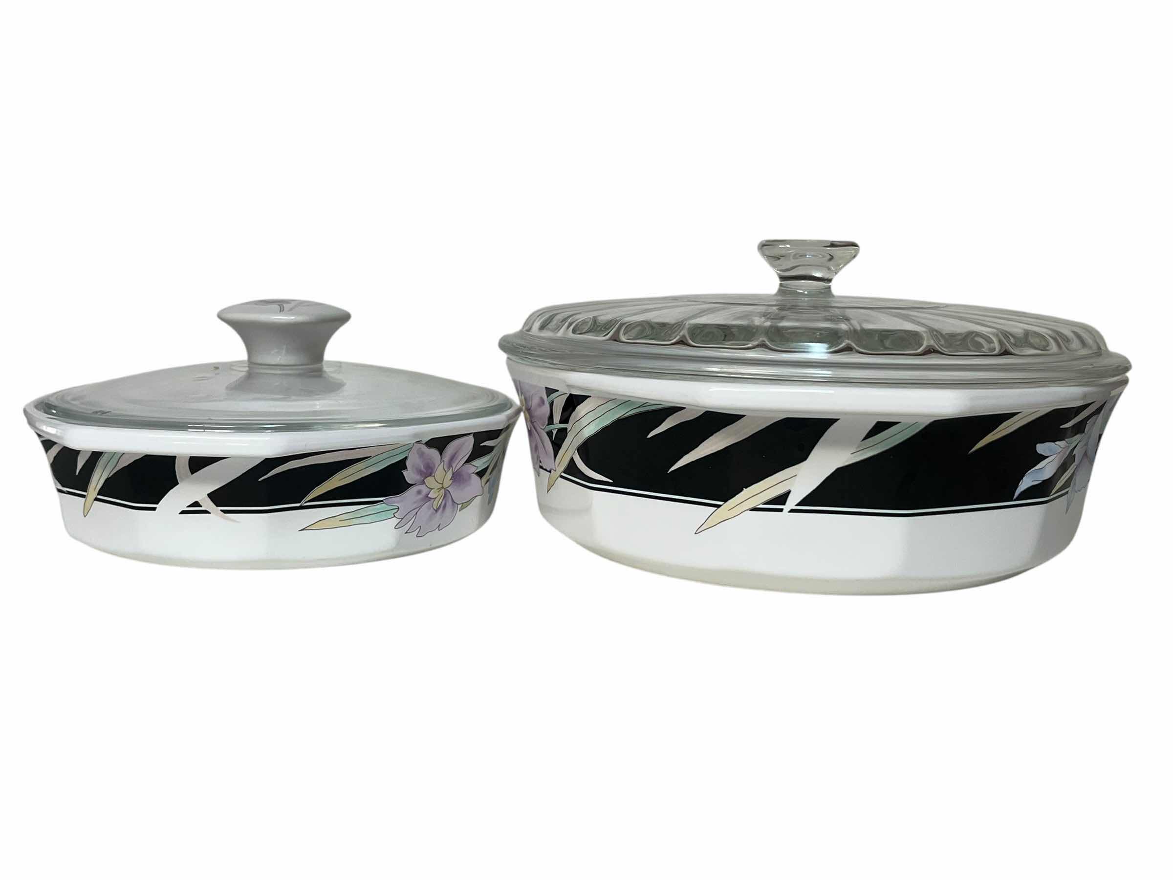 Photo 1 of MIKASA CHARISMA BLACK FIRE & ICE 8” & 9.5” CASSEROLE DISHES W LIDS SET