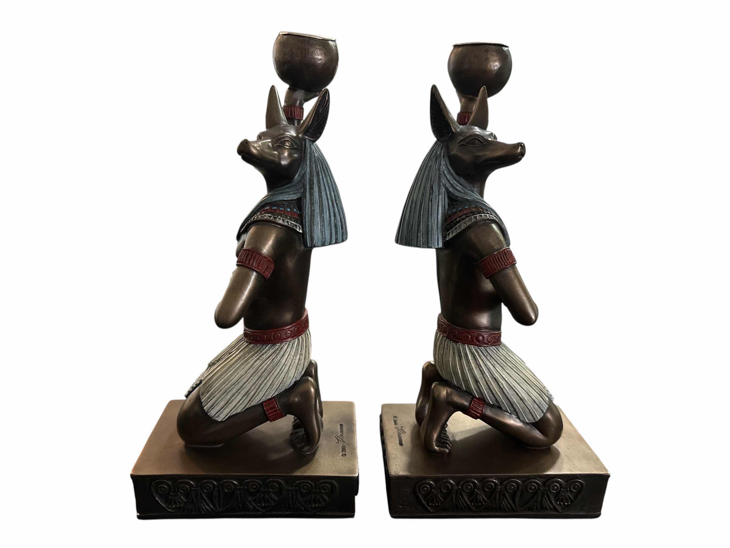 Photo 1 of MYTH & LEGENDS 8” ANUBIS CANDLEHOLDER SET OF 2, LUXOR GIFT COLLECTION
