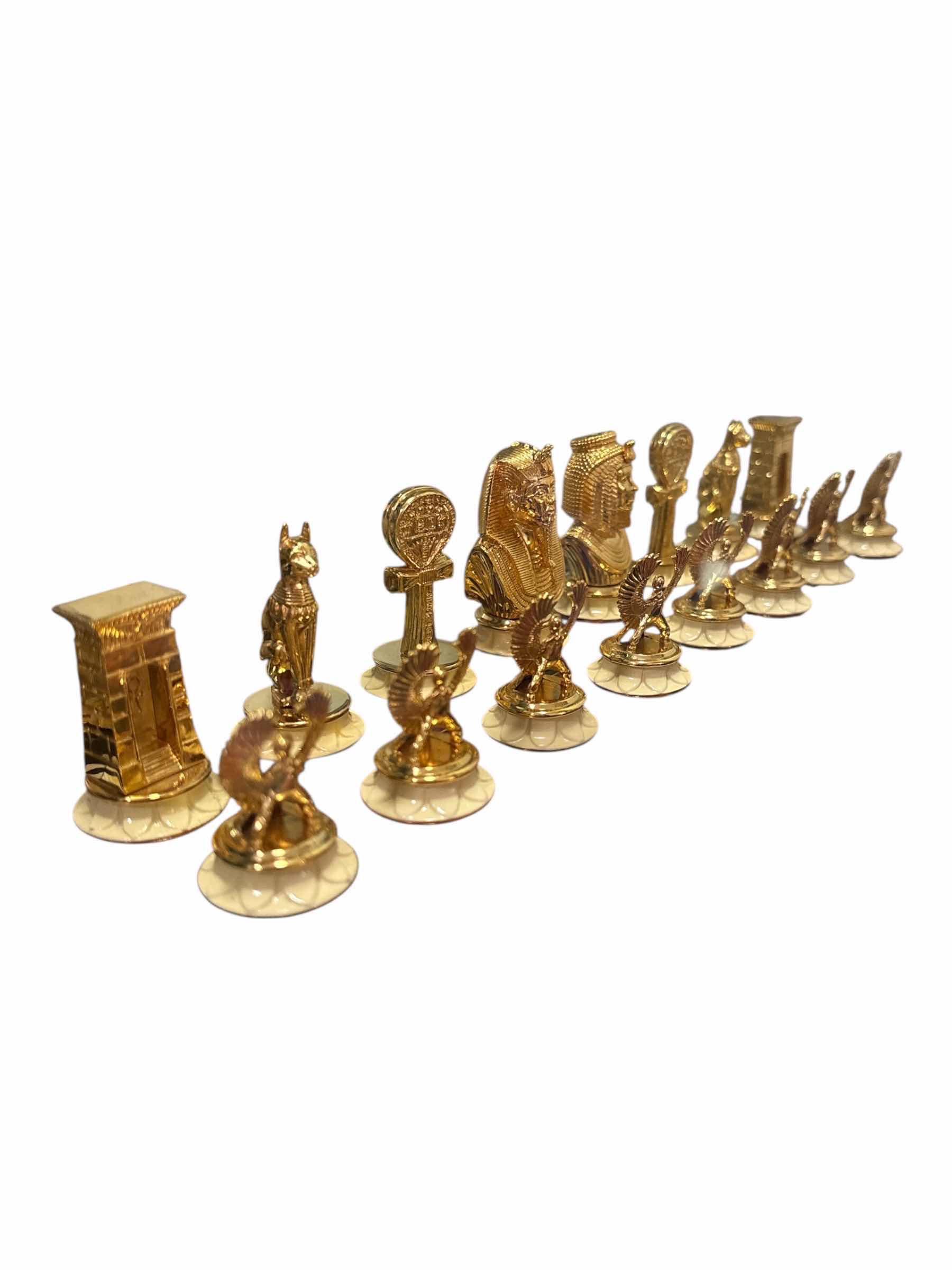 Photo 1 of THE FRANKLIN MINT YR’1989 ‘THE TREASURES OF TUTANKHAMUN CHESS SET W 24K GOLD PLATED PCS & COA (READ NOTES)