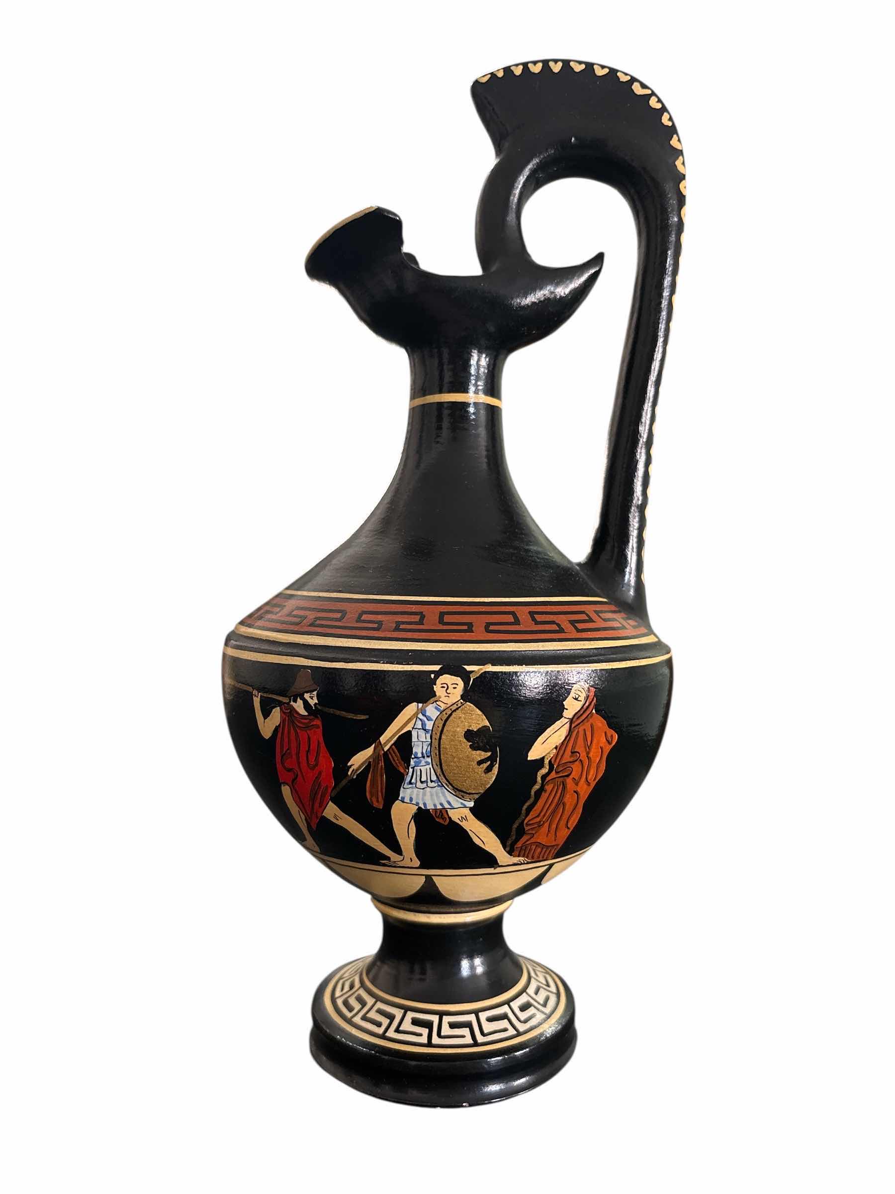 Photo 1 of GRECIAN MUSEUM TERRACOTTA 9.75” WINE AMPHORA VASE, LIMITED EDITION HANDMADE IN GREECE 2006