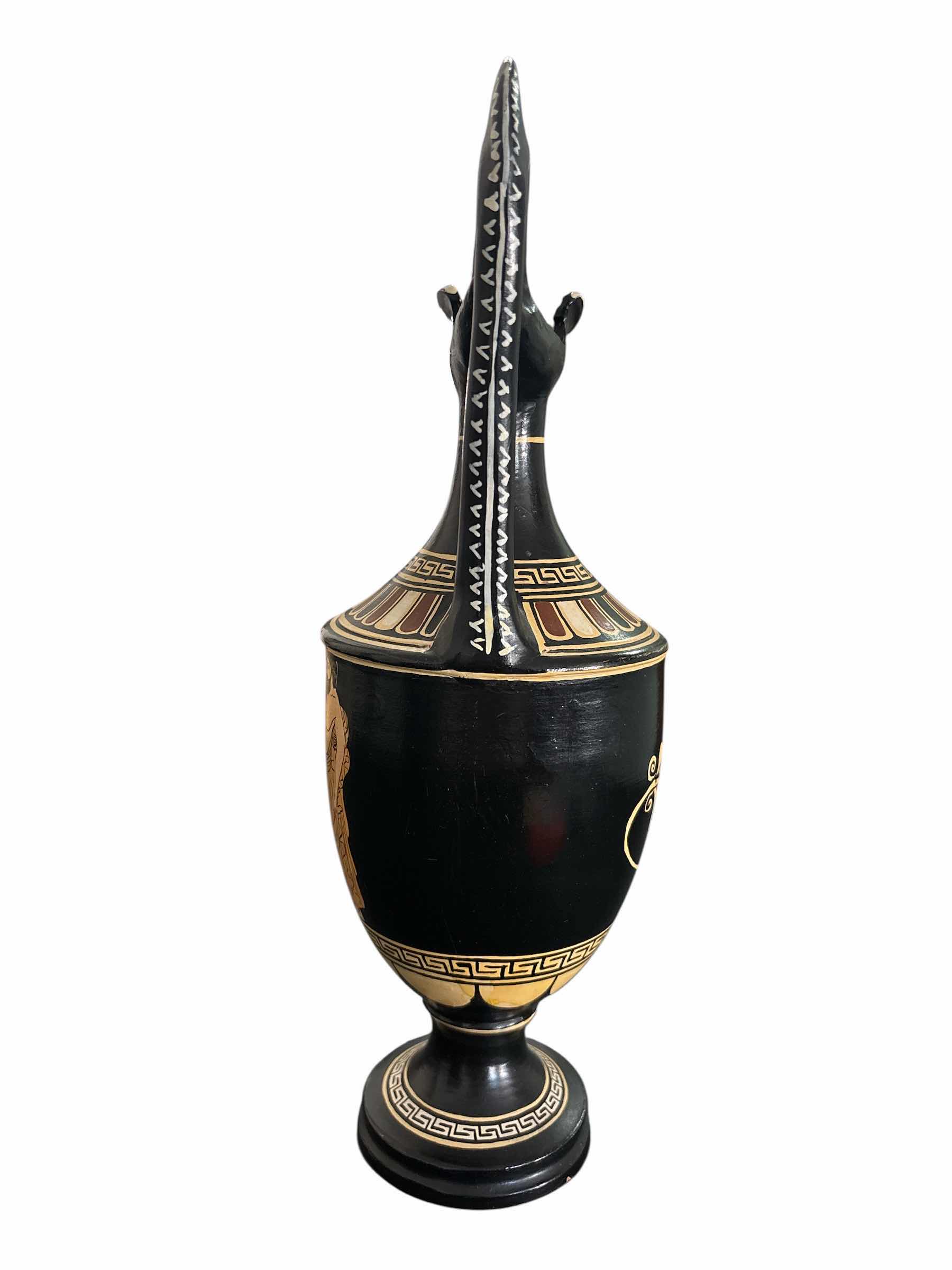 View 2 of GRECIAN MUSEUM TERRACOTTA 12” WINE AMPHORA VASE, LIMITED EDITION HANDMADE IN GREECE 2006