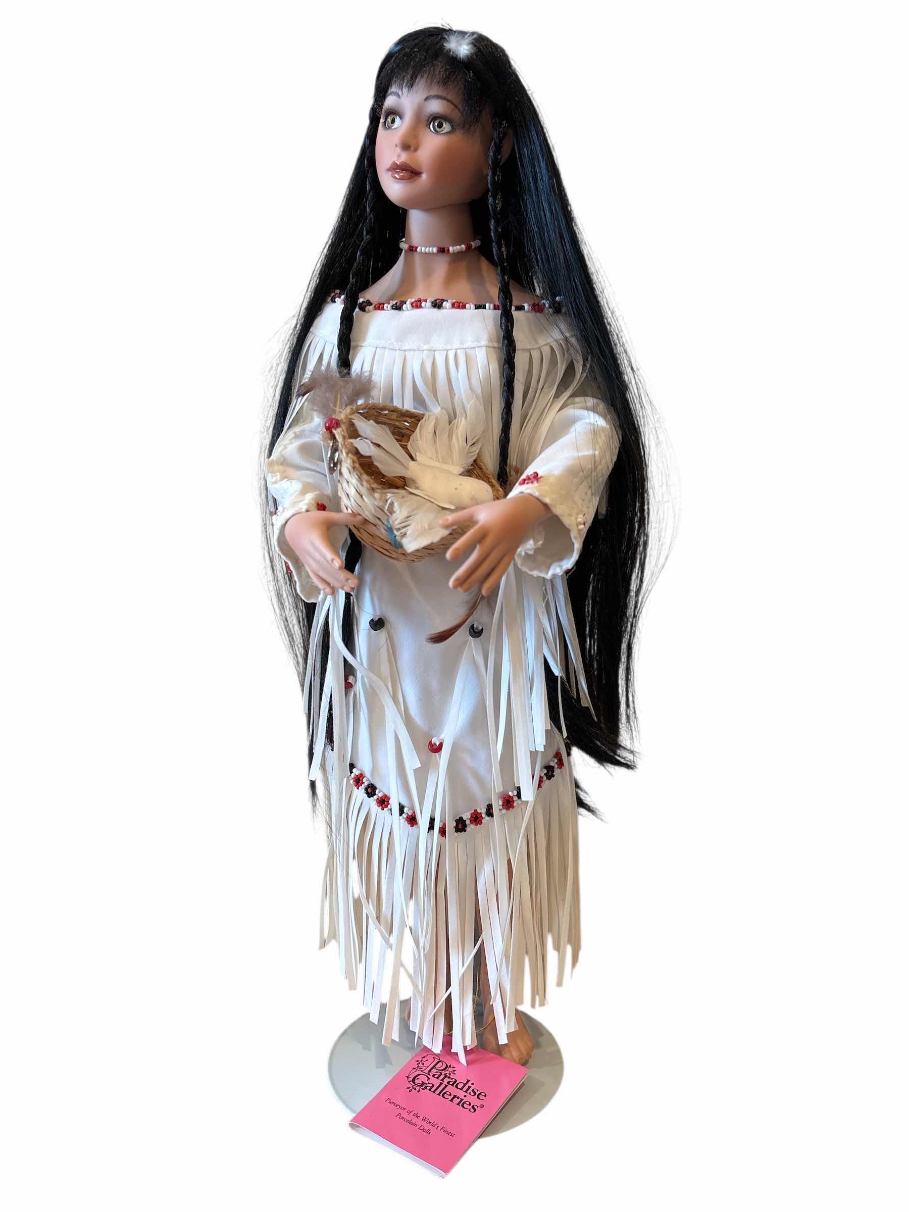 Photo 1 of NATIVE AMERICAN PORCELAIN DOLL WCOA H17”