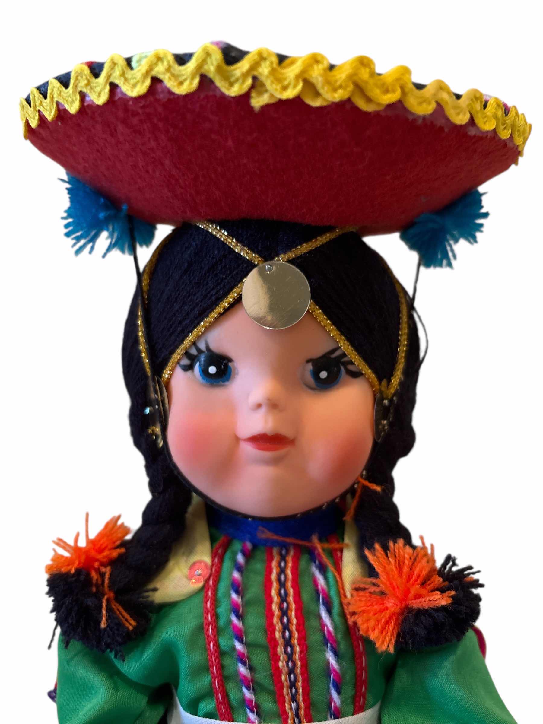 Photo 1 of ANTIQUE PERUVIAN HAND-PAINTED DOLL H12.5”