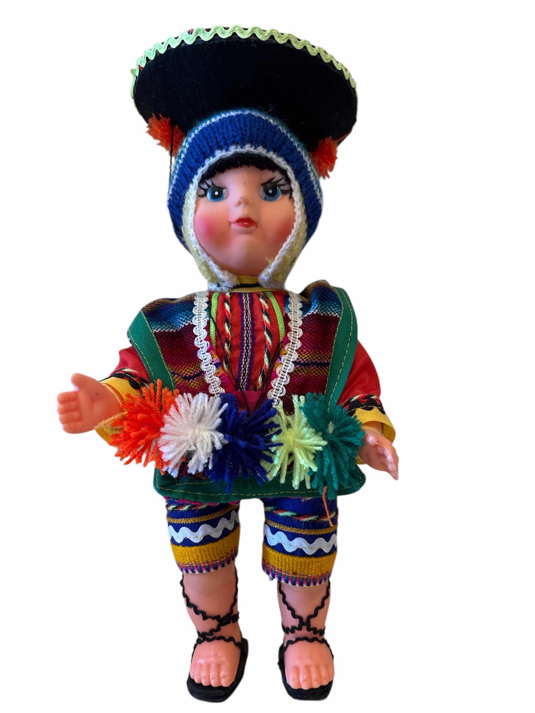 Photo 1 of ANTIQUE PERUVIAN HAND-PAINTED DOLL H12.5”