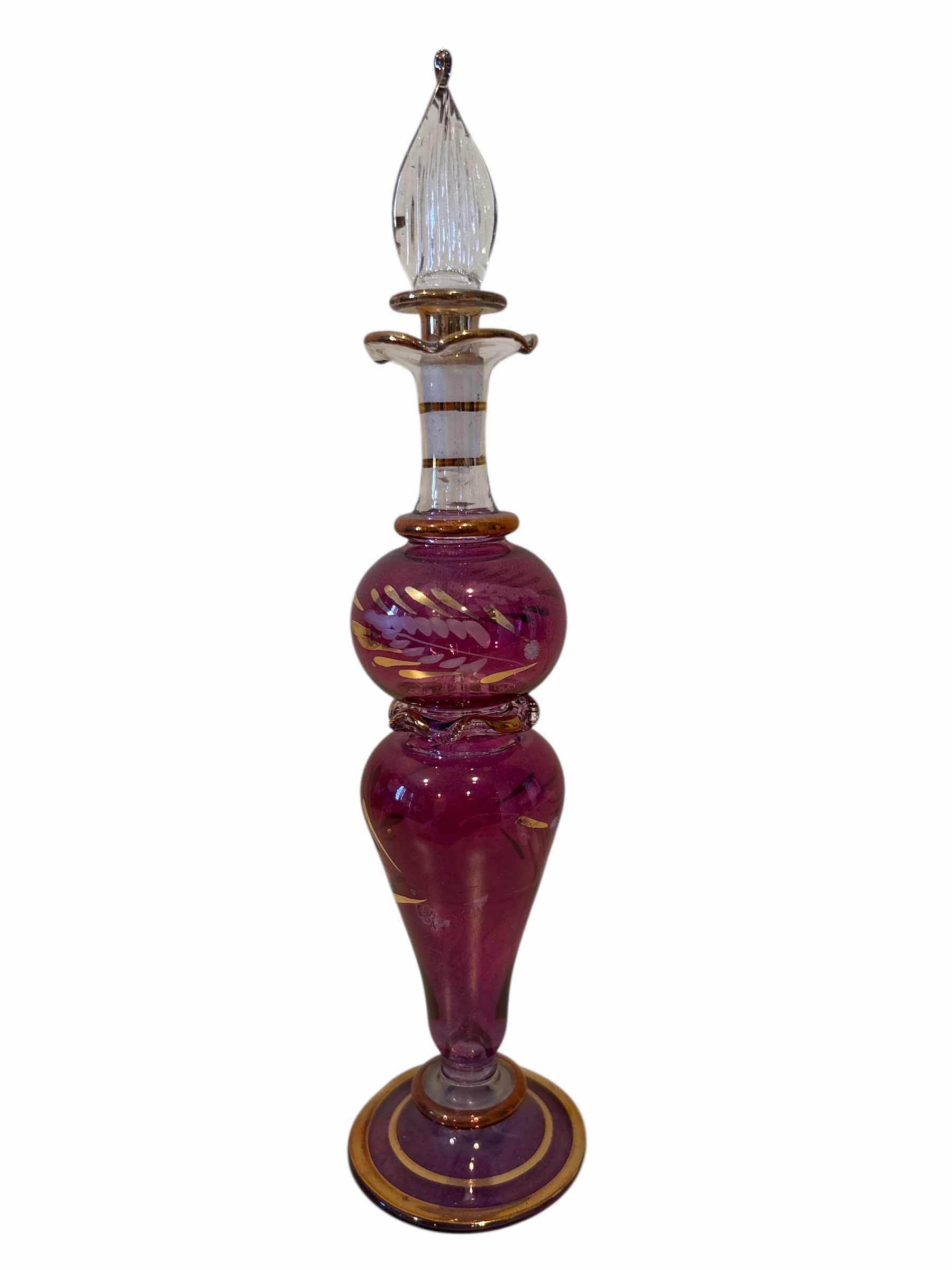 Photo 1 of EGYPTIAN HANDBLOWN GLASS PERFUME BOTTLE H7.75”
