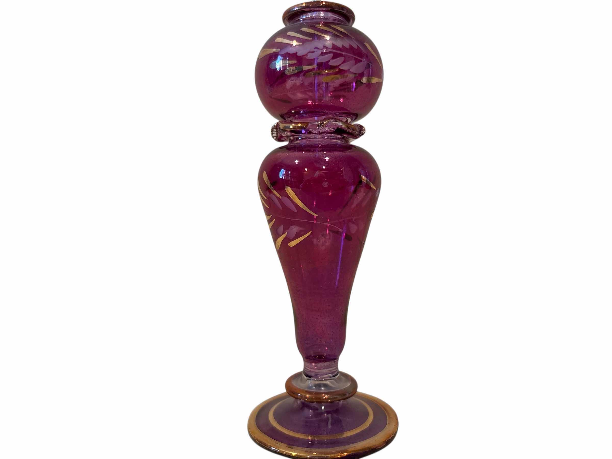 Photo 1 of EGYPTIAN HANDBLOWN GLASS PERFUME BOTTLE H7.75”