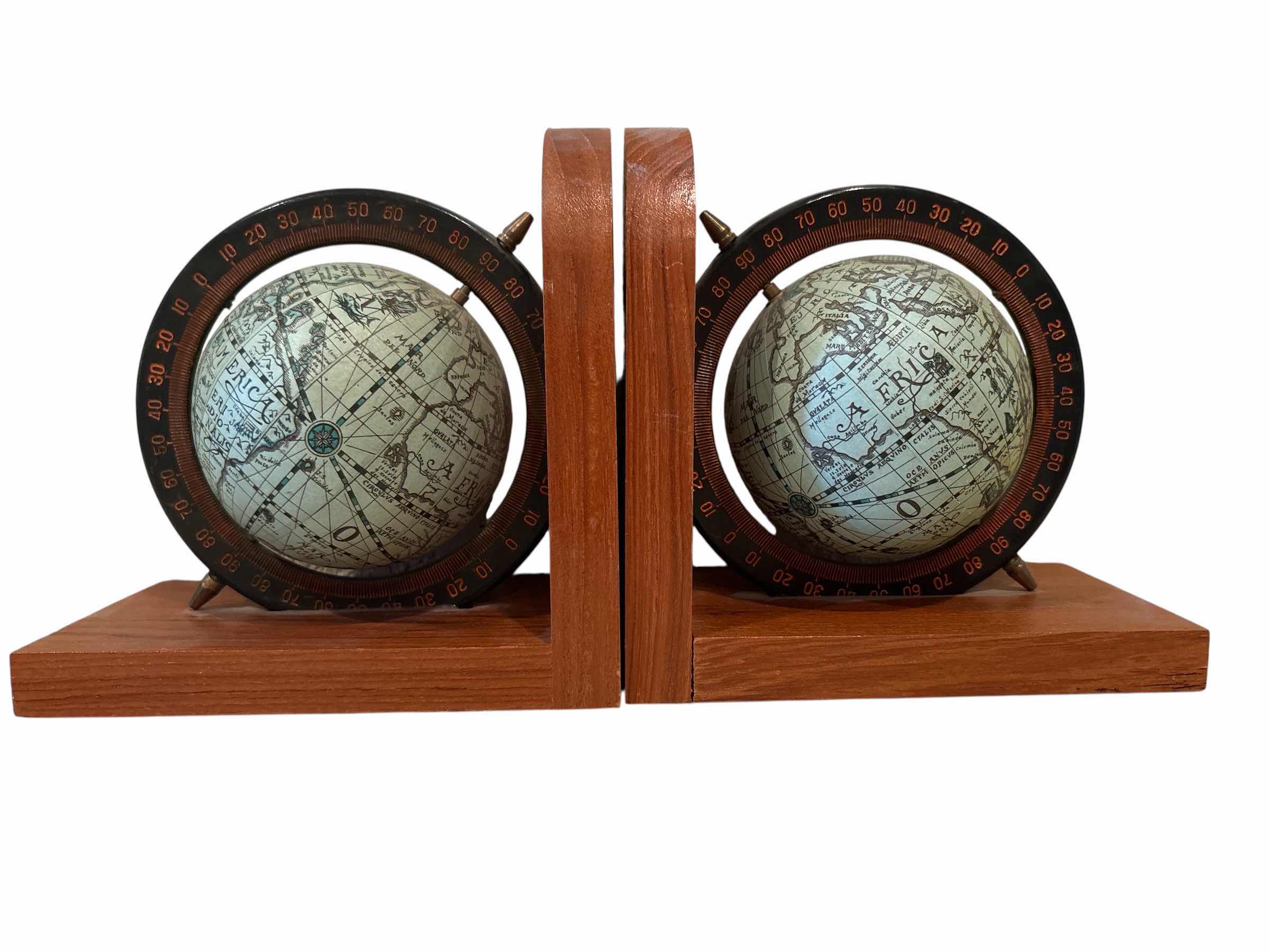 Photo 1 of (2)PCS VINTAGE SPINNING GLOBE BOOKENDS H4”