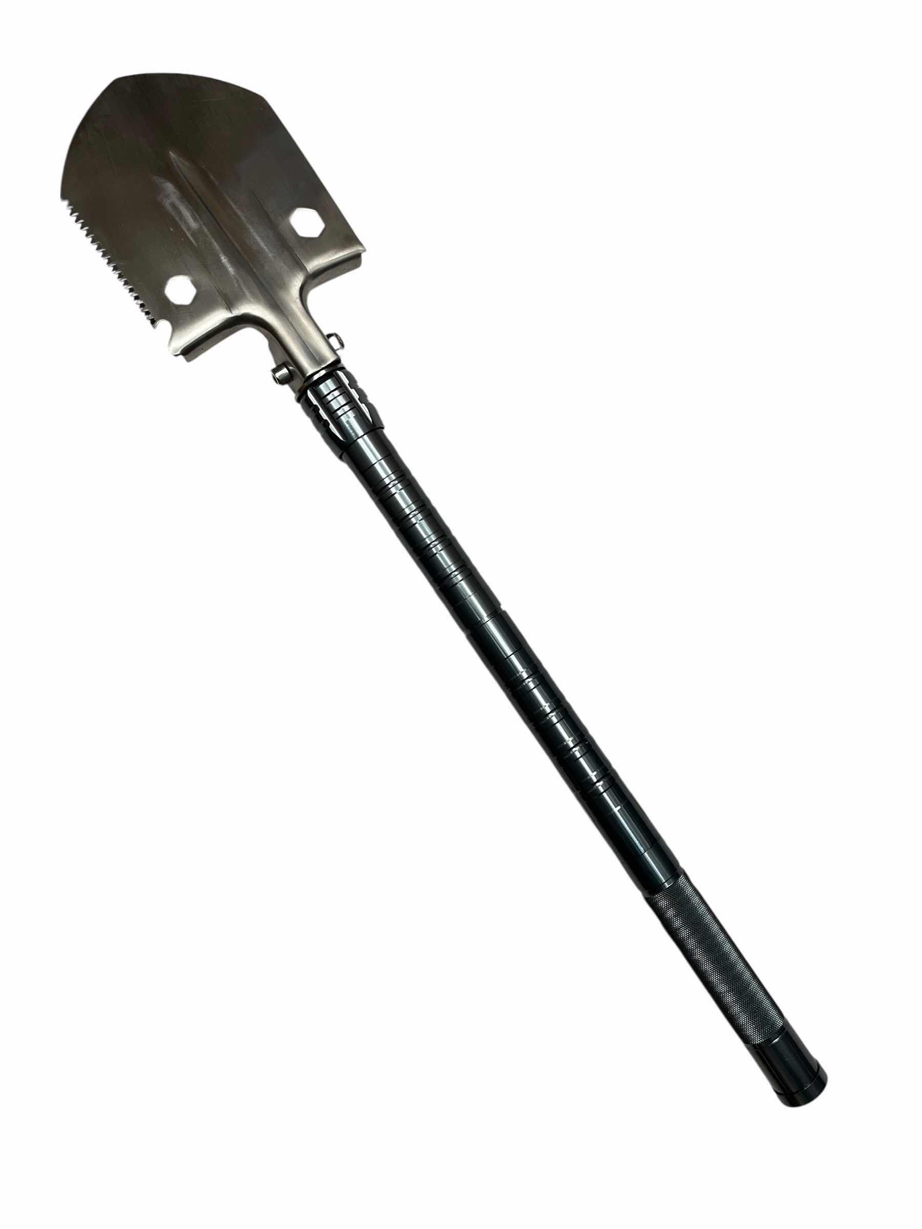 Photo 1 of TACTICAL EXTENDING STAINLESS STEEL SURVIVAL FOLDING SHOVEL W COMPASS, SAW & CAMO SHEATHS