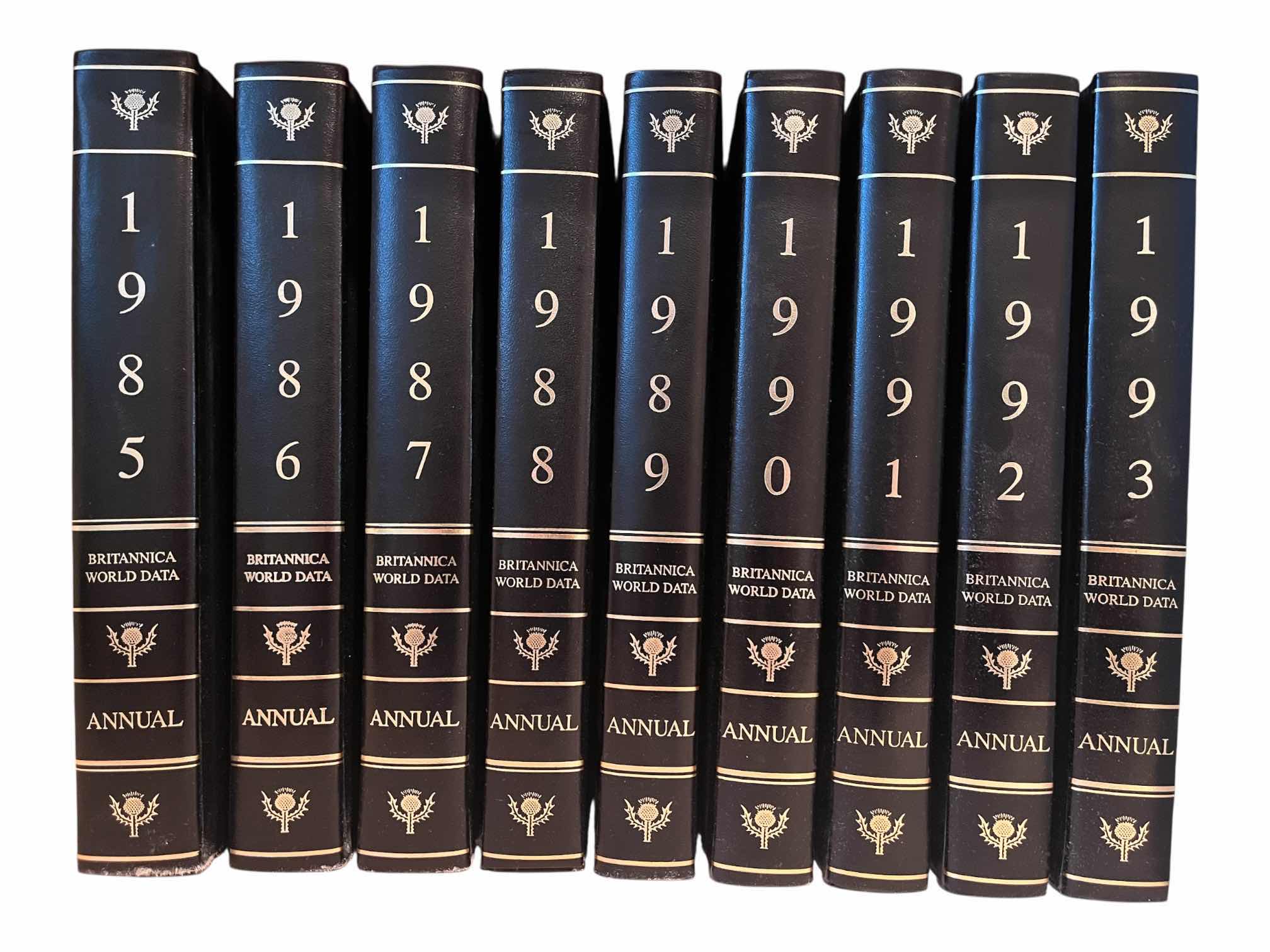 Photo 1 of BRITANNICA WORLD DATA ANNUAL ENCYCLOPEDIA SET YR’ 1985-1993