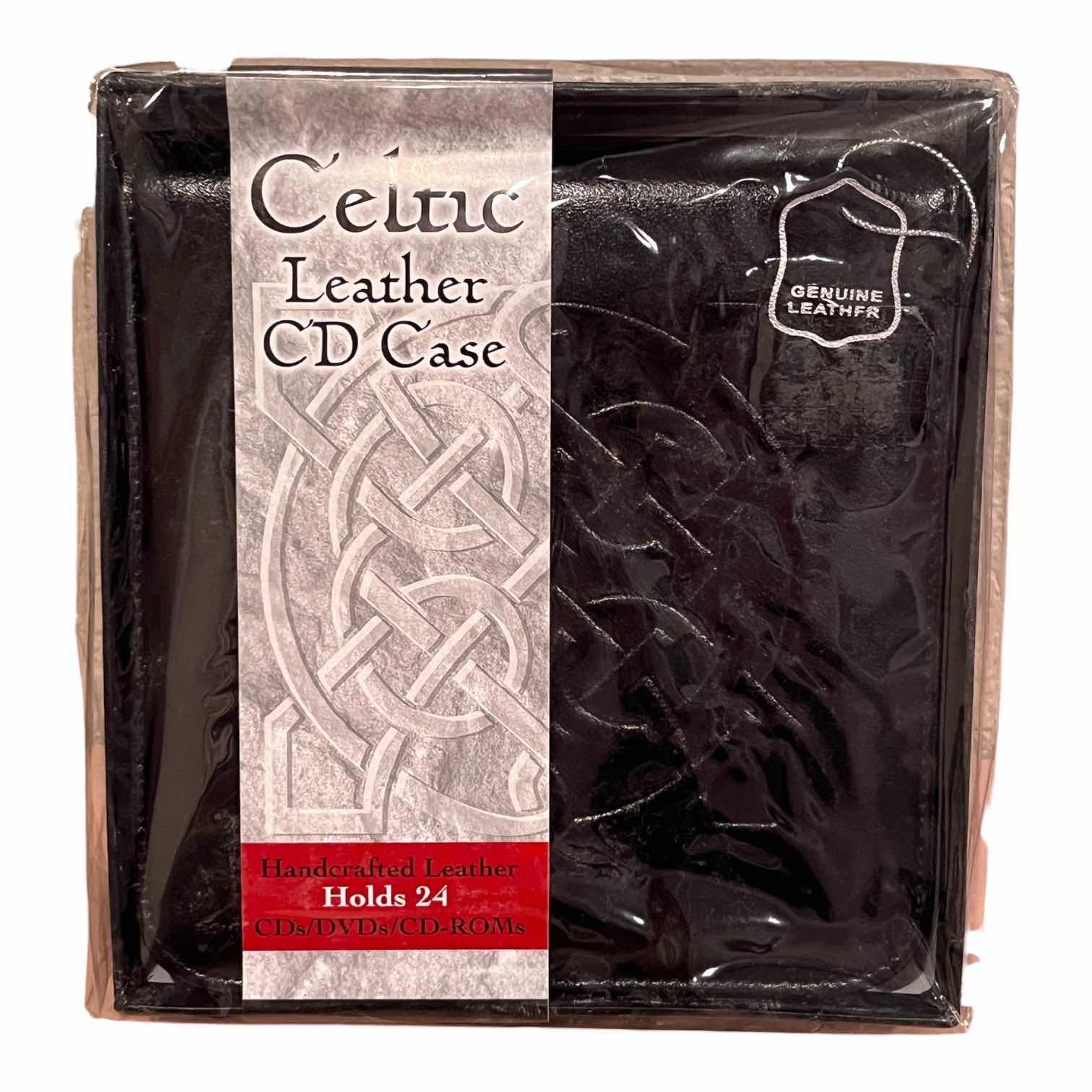 Photo 1 of CELTIC KNOT BLACK LEATHER CD/DVD CASE HOLDS 24 DISCS