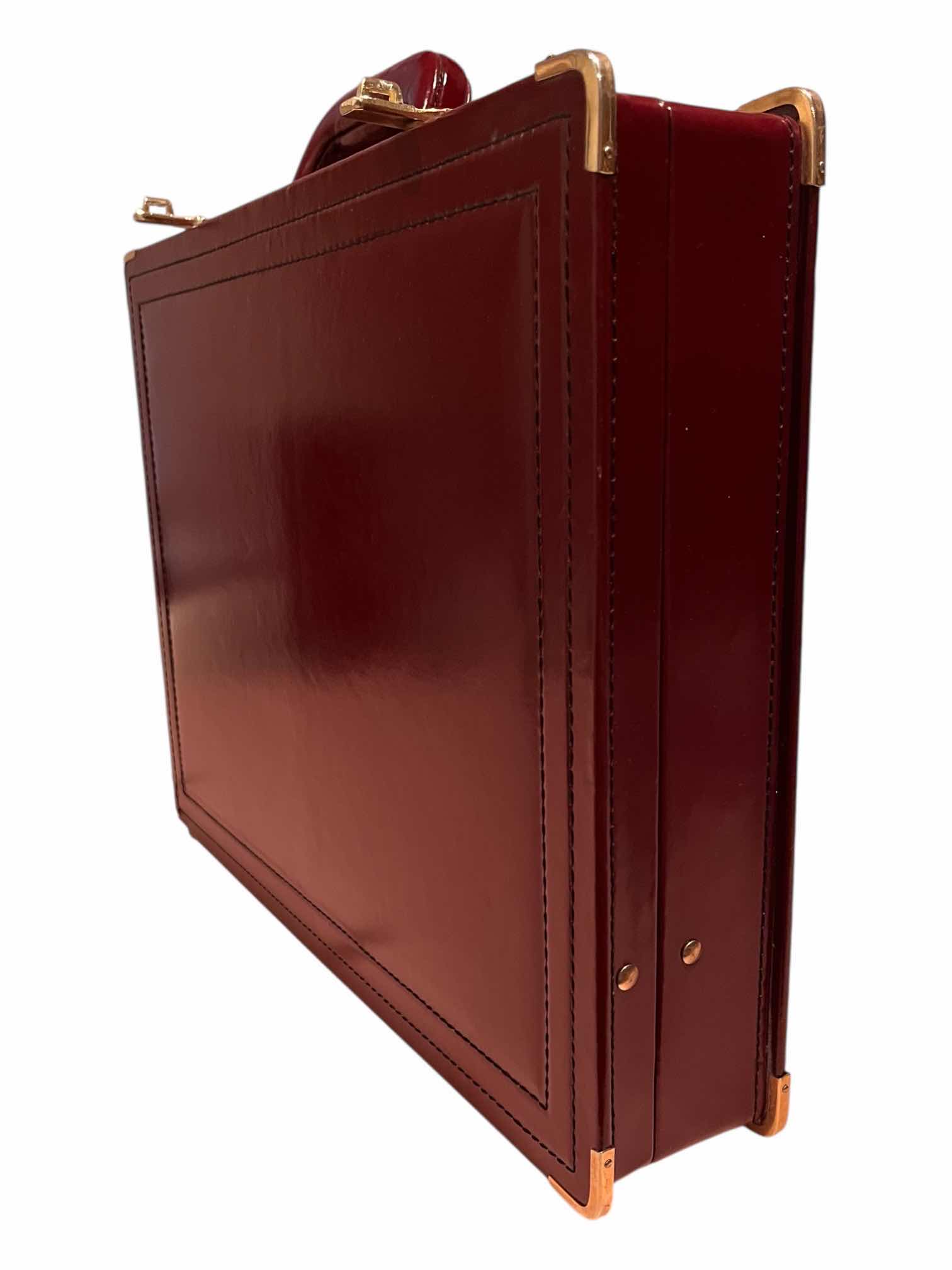 Photo 1 of PABRINI BURGUNDY & GOLD LEATHER HARD SIDED ATTACHE BRIEFCASE 17” X 15” H3”