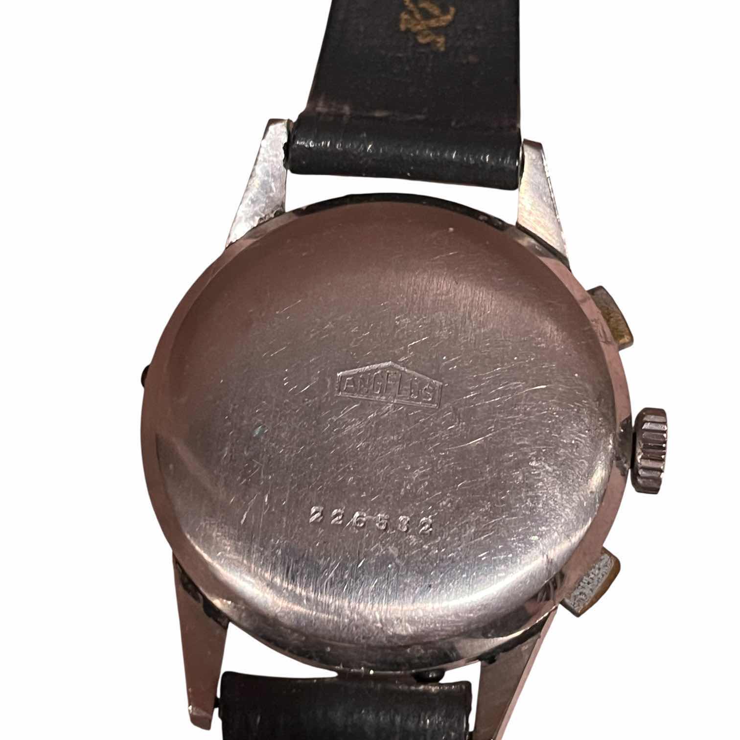 Photo 1 of ANGELUS CHRONODATE TRIPLE CALENDAR 38MM WATCH W LEATHER STRAP (226532)