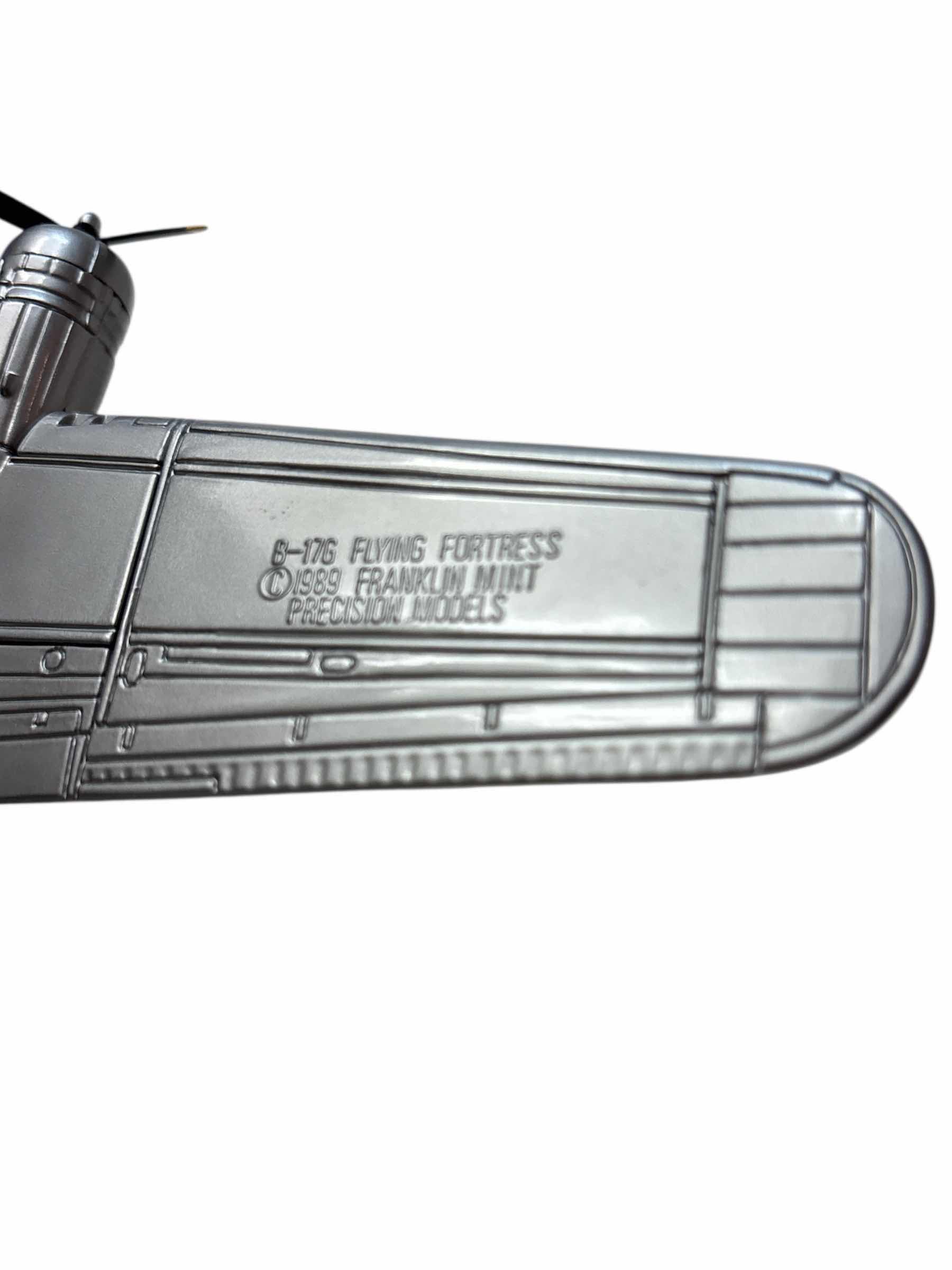 Photo 1 of VINTAGE 1989 THE FRANKLIN MINT SHOO SHOO BABY B-17 FLYING FORTRESS DIE-CAST MODEL 1:96 SCALE, OFFICIAL ISSUE U.S. AIR FORCE MUSEUM FOUNDATION 13” X 10” H6”