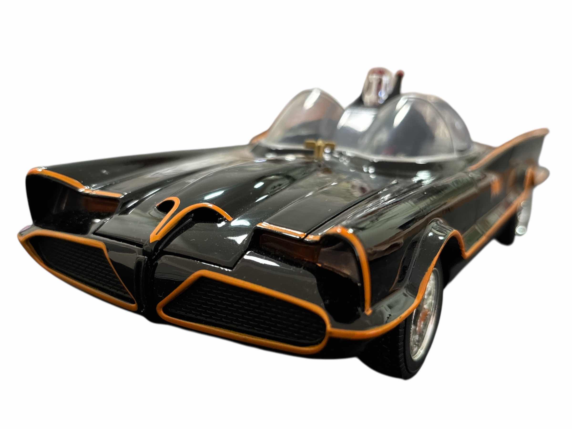 Photo 1 of JADA TOYS CLASSIC TV SERIES BATMOBILE W WORKING LIGHTS & 3” DIE-CAST BATMAN & ROBIN FIGURINES 1:18 SCALE