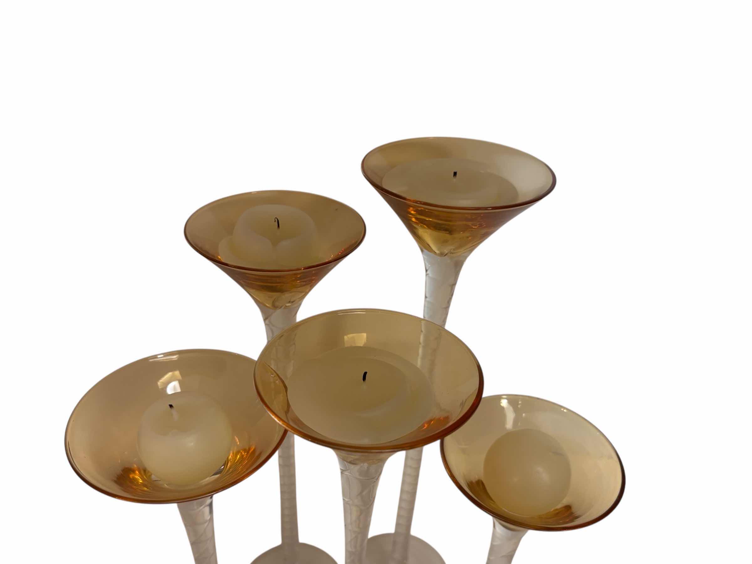 Photo 1 of JCPENNEY HOME COLLECTION 5 PC AMBER GLASS CANDLE SET (8”, 9”, 10”, 11” & 12”)