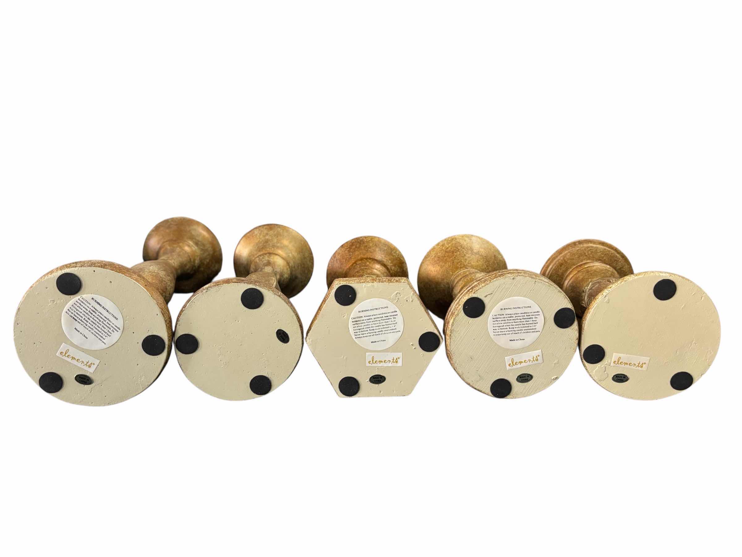 Photo 1 of ELEMENTS RESIN PILLAR STYLE CANDLE HOLDER SET OF 5