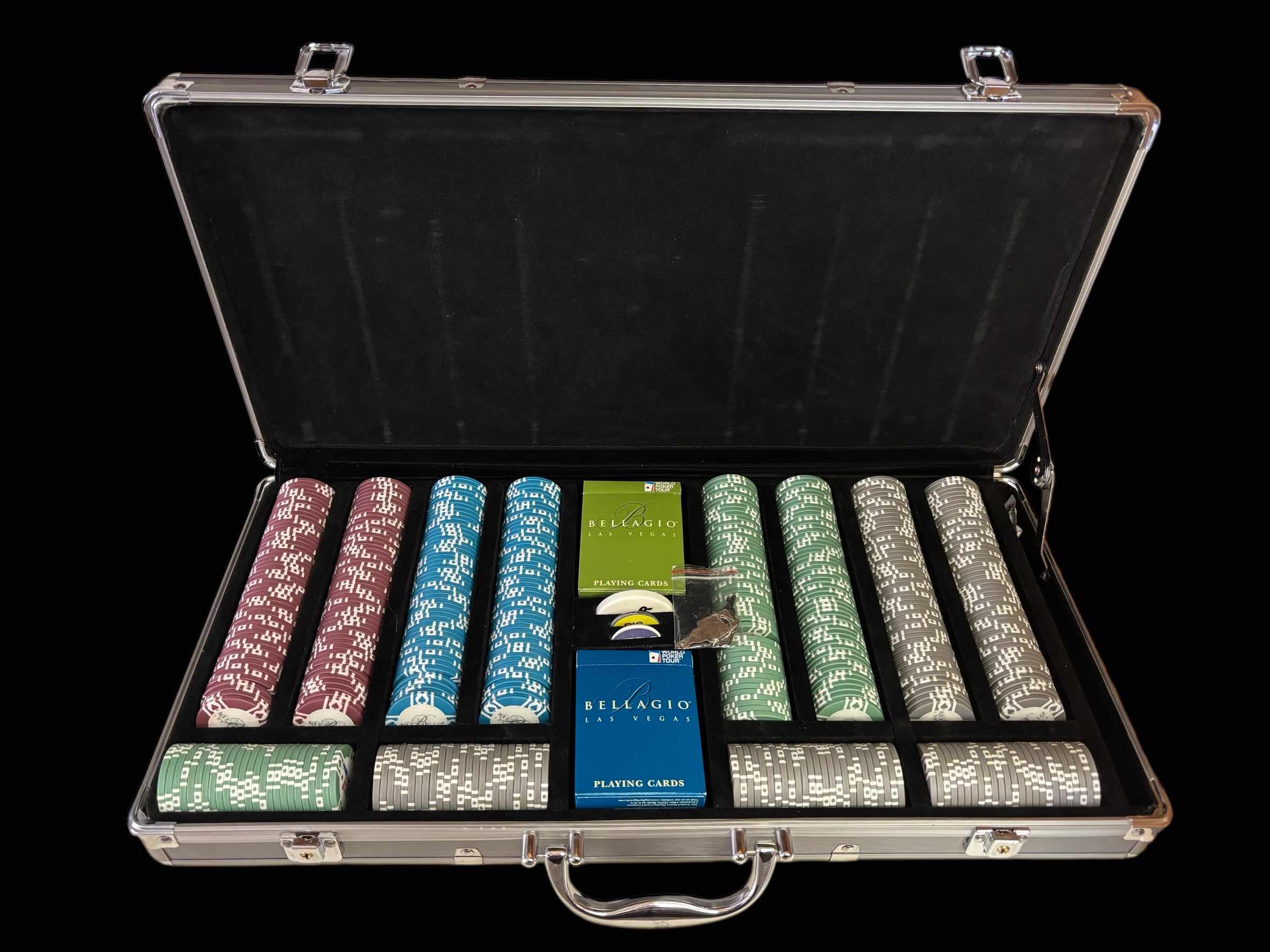 Photo 1 of 2005 WORLD POKER TOUR BELLAGIO POKER SET W CASE & KEYS