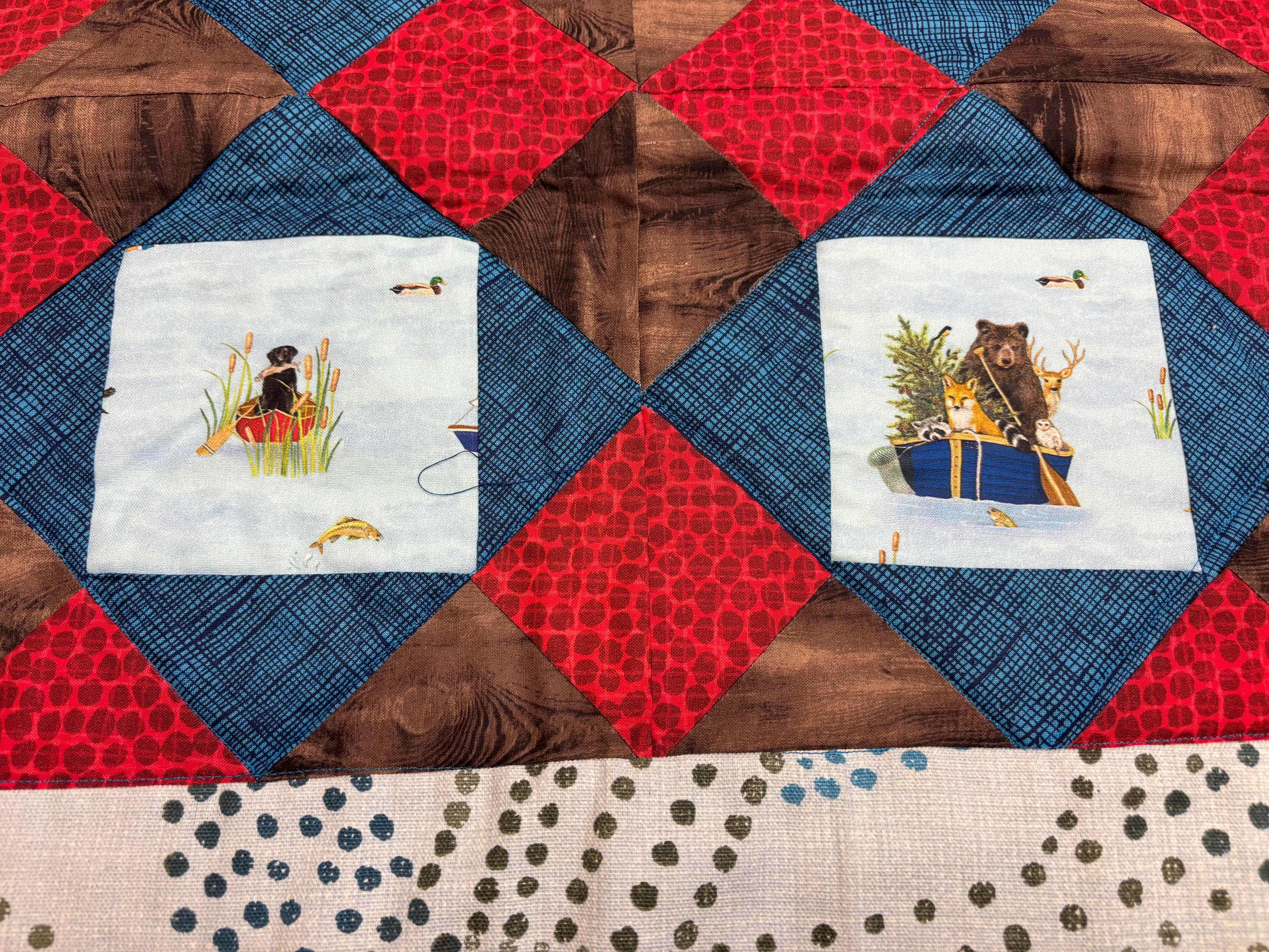 Photo 1 of HANDMADE NAUTICAL/ANIMAL QUILT 39.5” X 48”