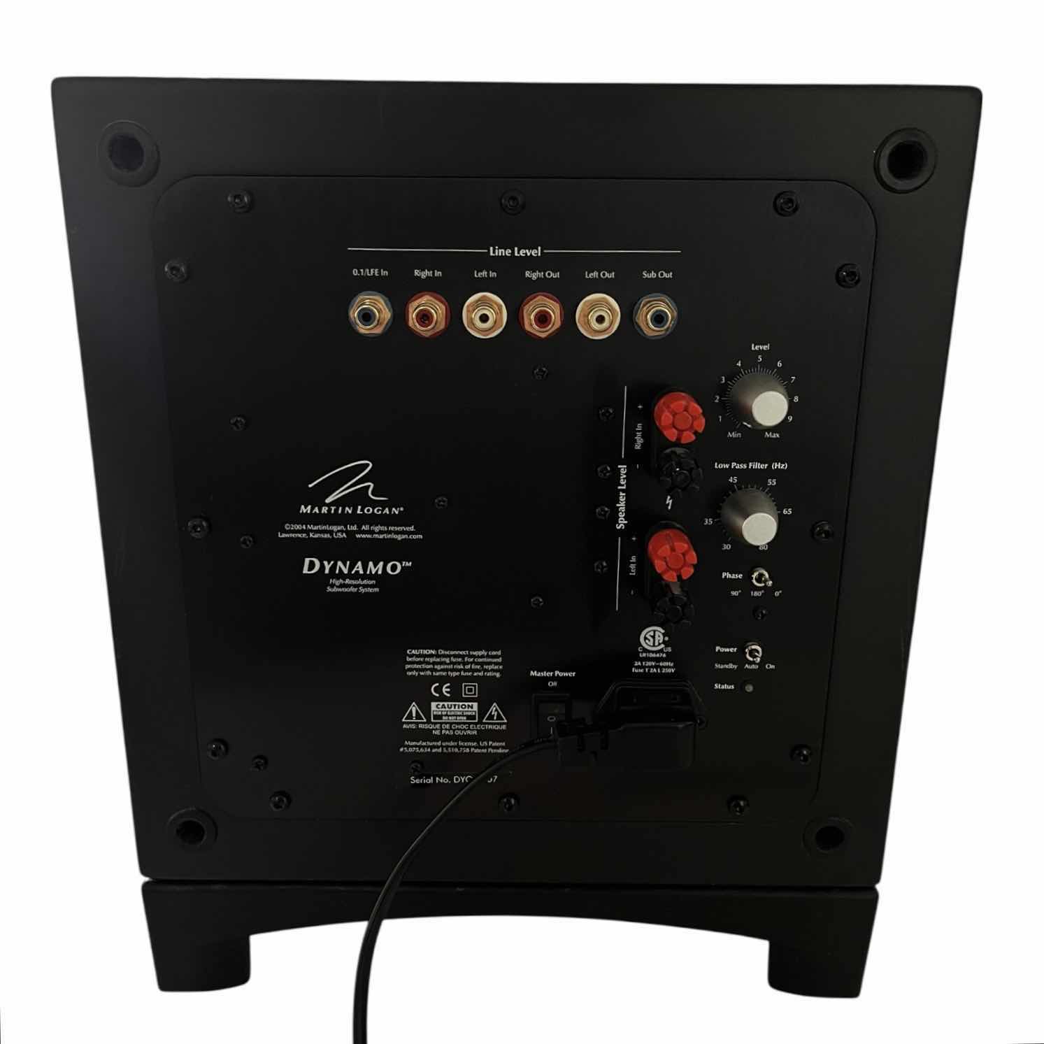 Photo 1 of MARTIN LOGAN DYNAMO HIGH RESOLUTION SUBWOOFER W AUDIOQUEST SUB-1 CABLE