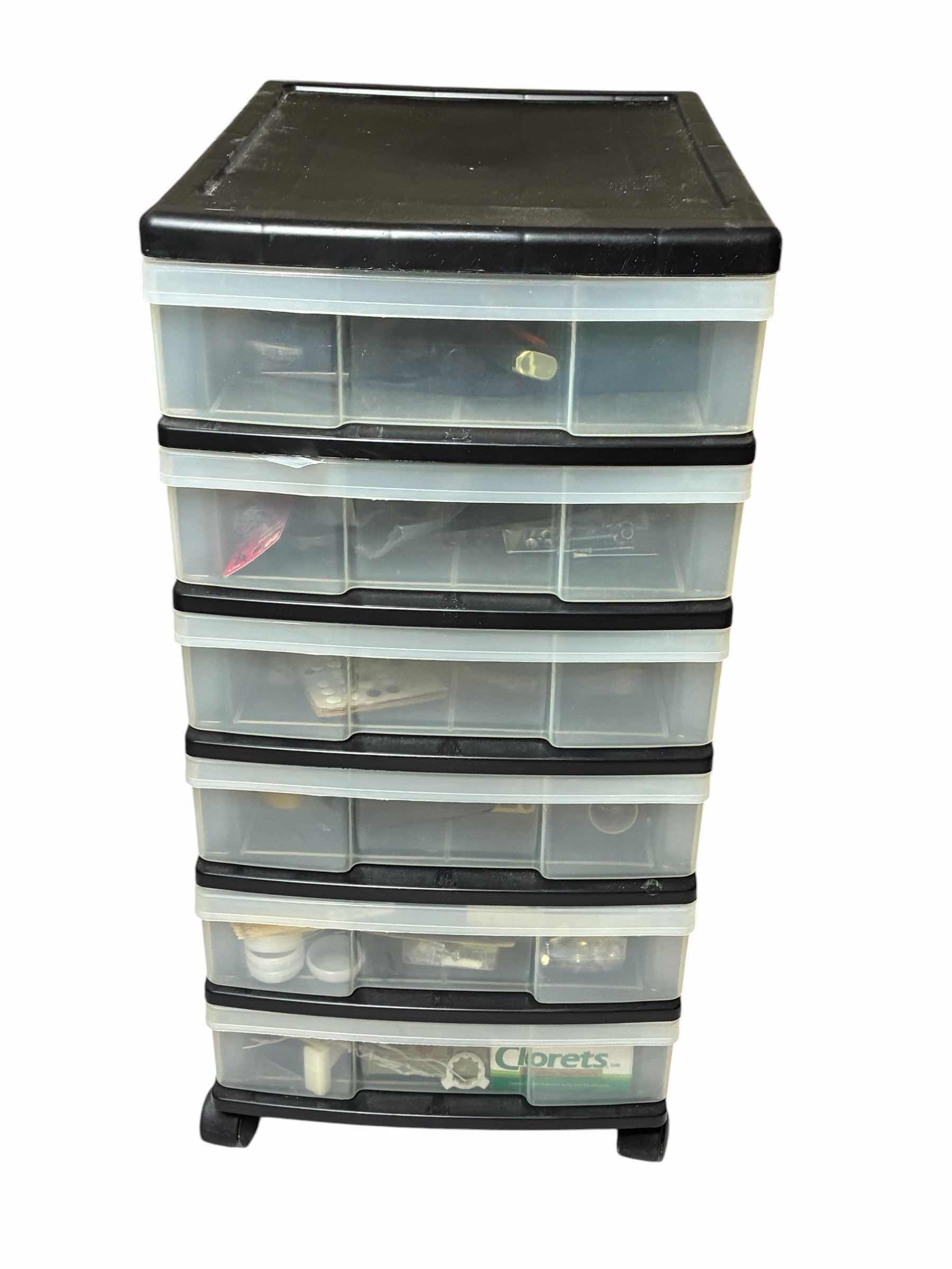 Photo 1 of IRIS SIX DRAWER ROLLING ORGANIZER W TOOLS, HARDWARE & REPAIR MATERIAL