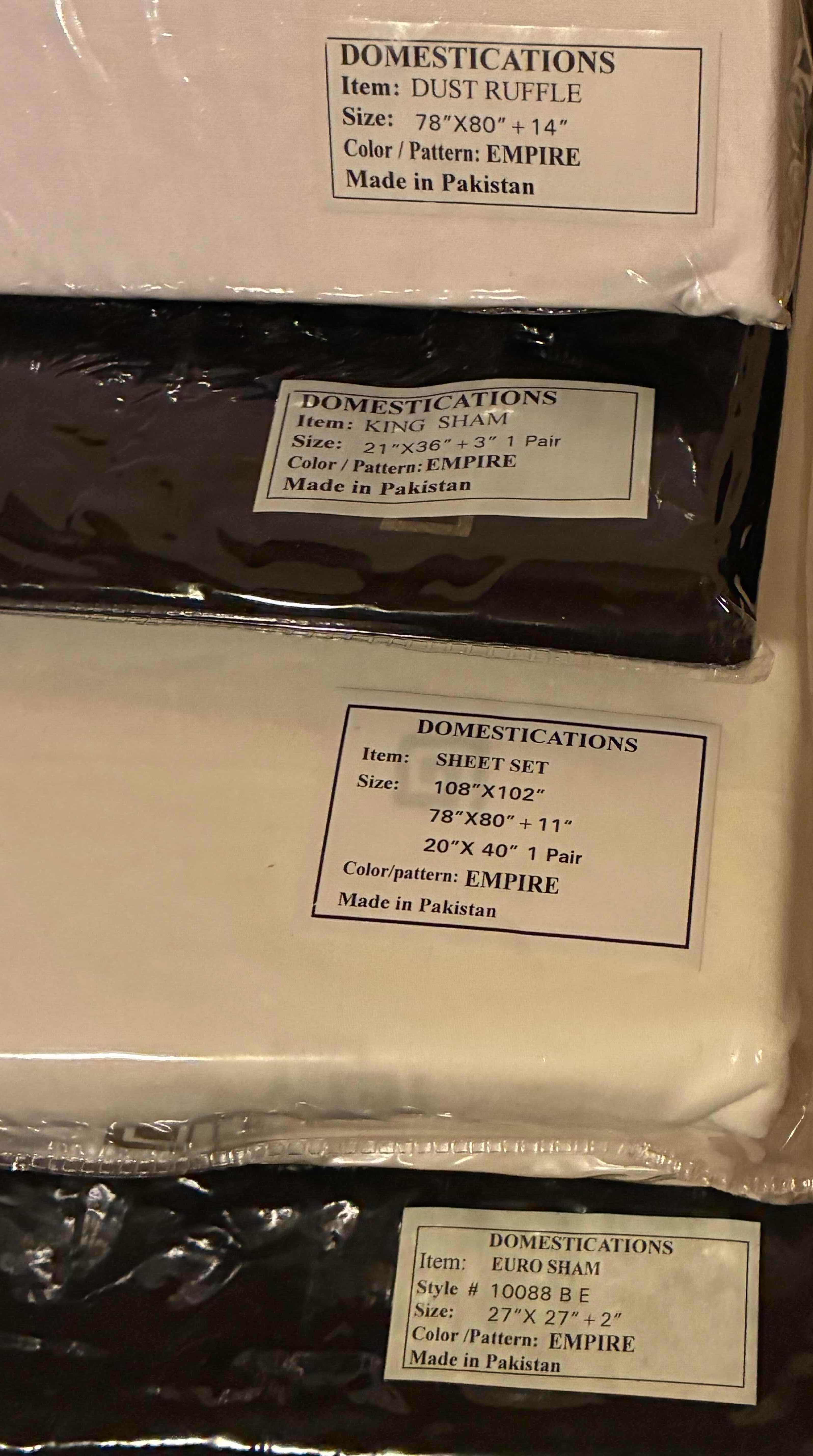 Photo 1 of NIP EMPIRE PATTERN BLACK & WHITE SHEET, DUST RUFFLE, KING SHAM & EURO SHAM SET PAKISTAN