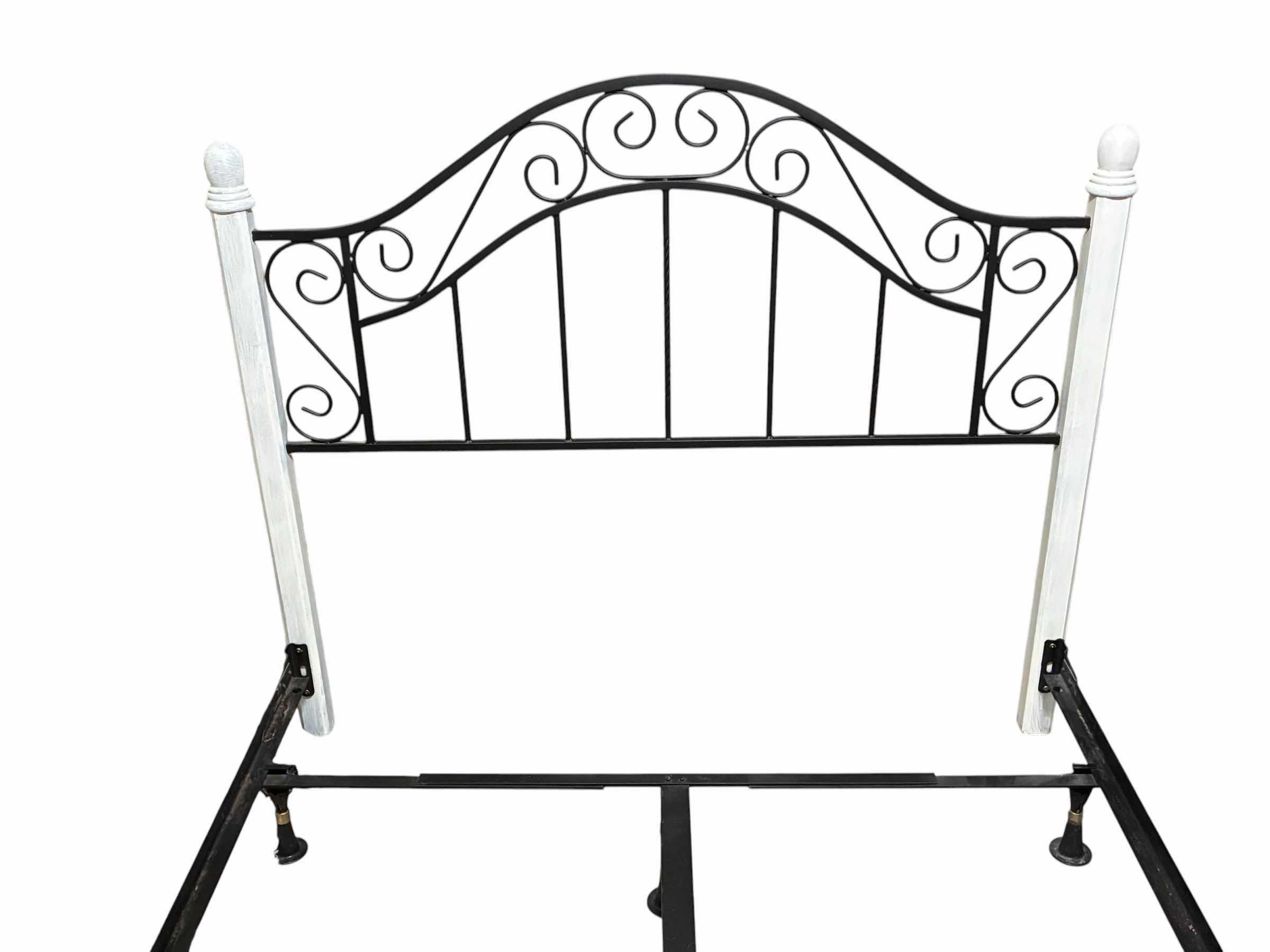 Photo 1 of FARMHOUSE STYLE WHITE DISTRESSED WOOD WROUGHT IRON QUEEN BEDFRAME 62” X 89” H52”