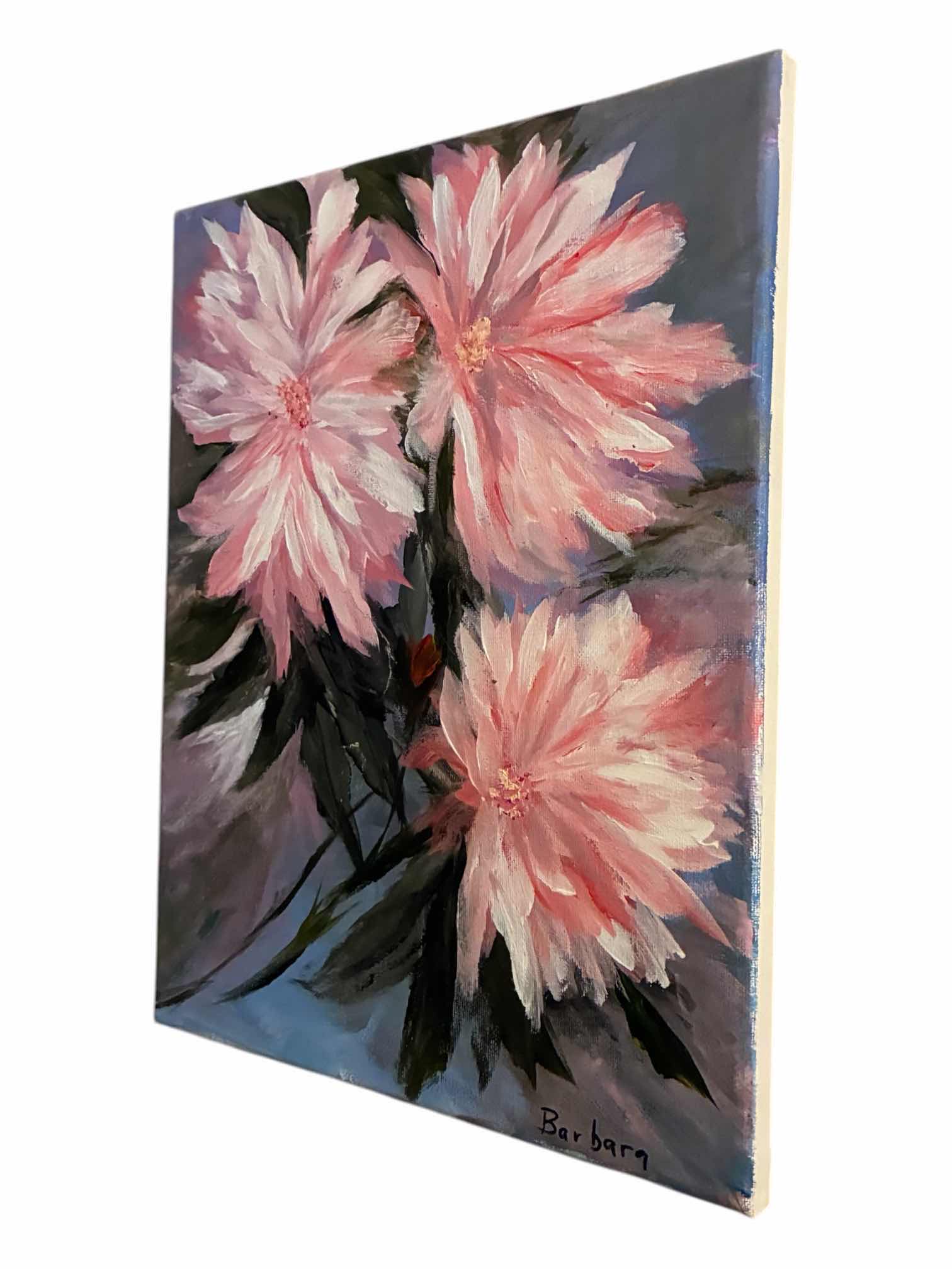 Photo 1 of FLORAL PAINTING CANVAS ARTWORK BY BARBARA 11” X 14”
