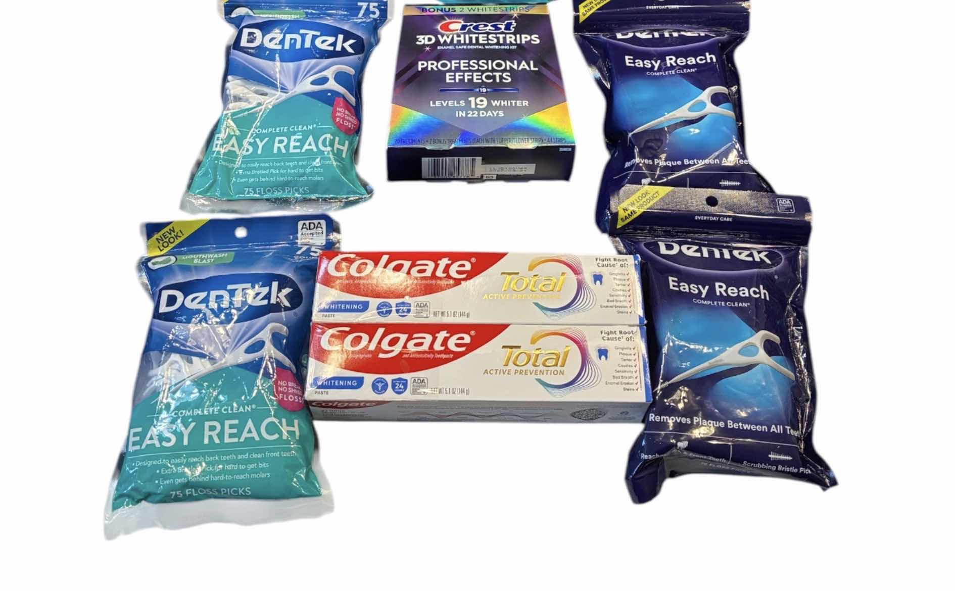 Photo 1 of DENTAL HYGIENE KIT- LISTERINE, TOOTHPASTE (2), FLOSS PICKS (2) & WHITENING STRIPS