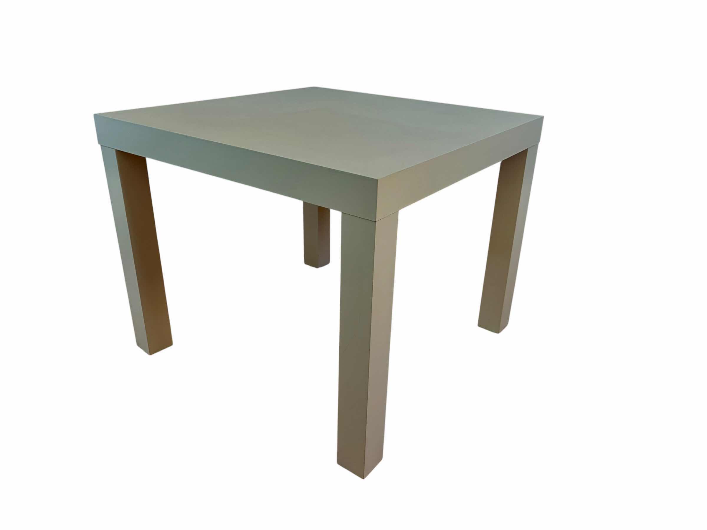 Photo 1 of PASTEL GREEN SQUARE SIDE TABLE 21.5“ X 18“