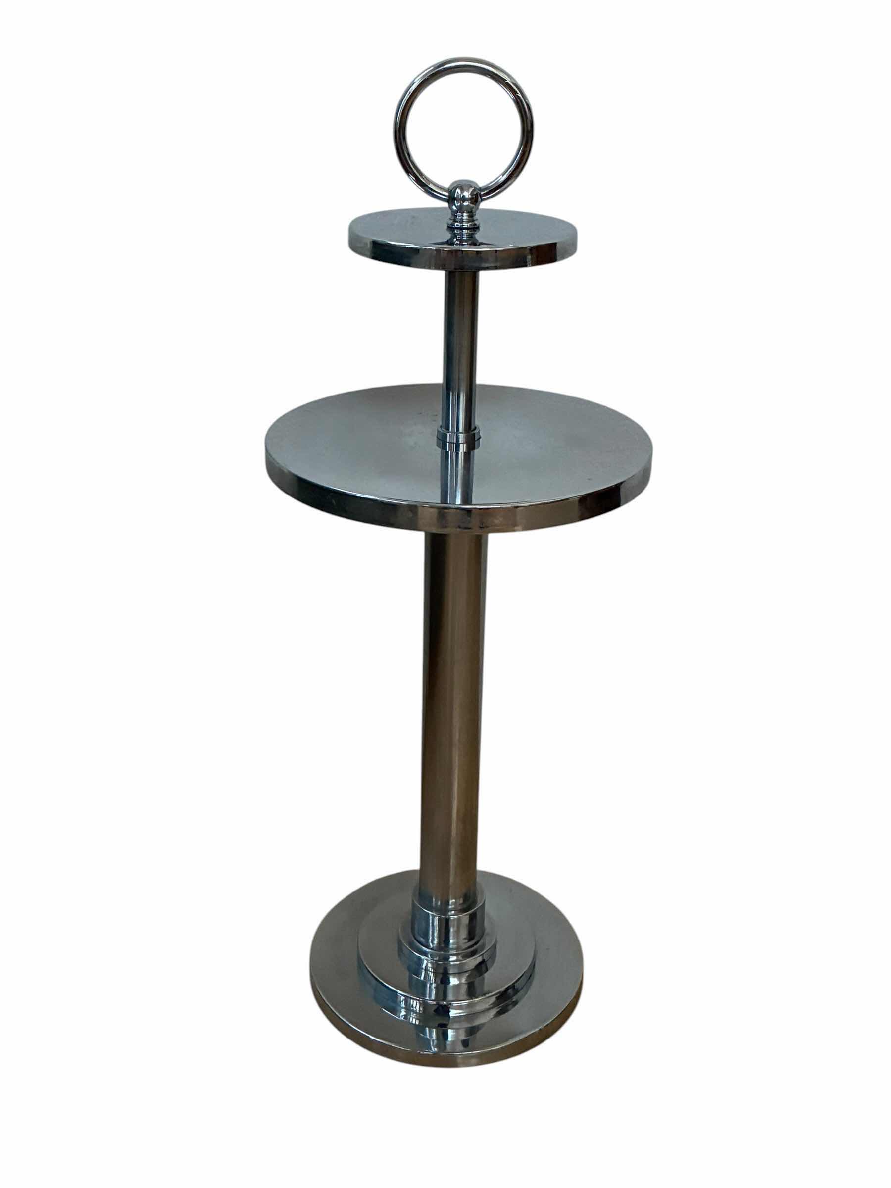 Photo 1 of CHROME 2-TIER ROUND SIDE TABLE 10” X 26”
