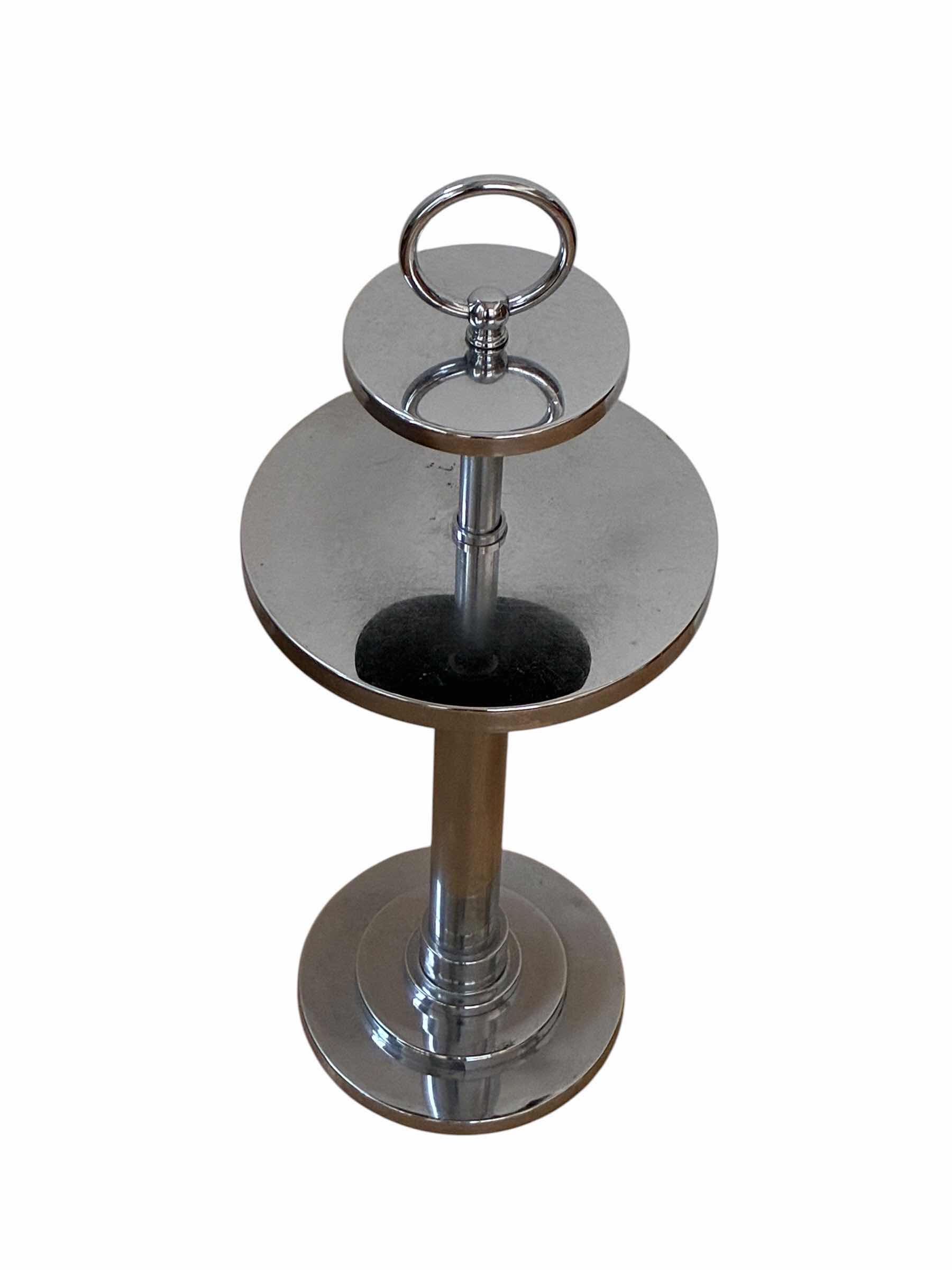 Photo 1 of CHROME 2-TIER ROUND SIDE TABLE 10” X 26”